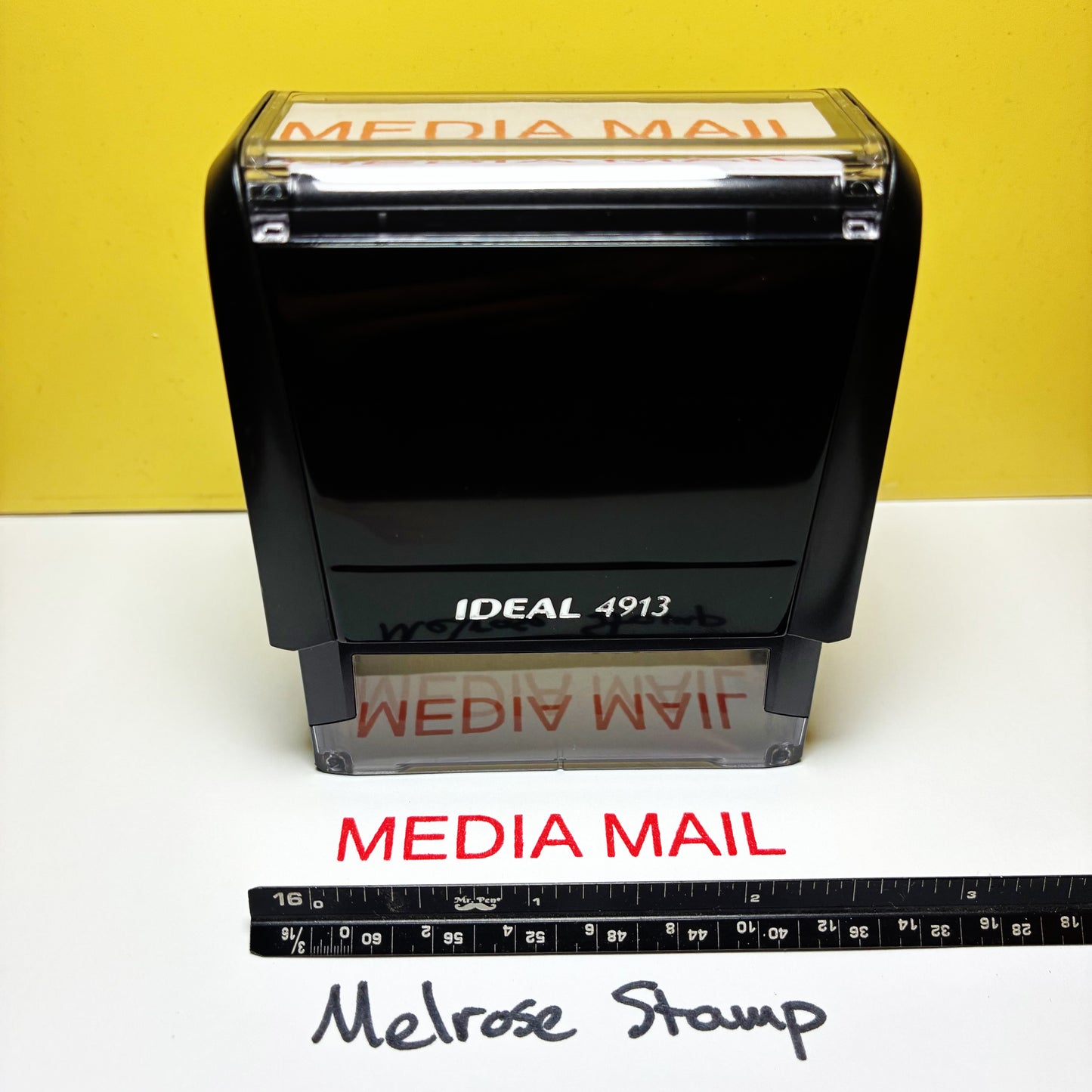 Media Mail Rubber Stamp Red Ink Self Inking Ideal 4913