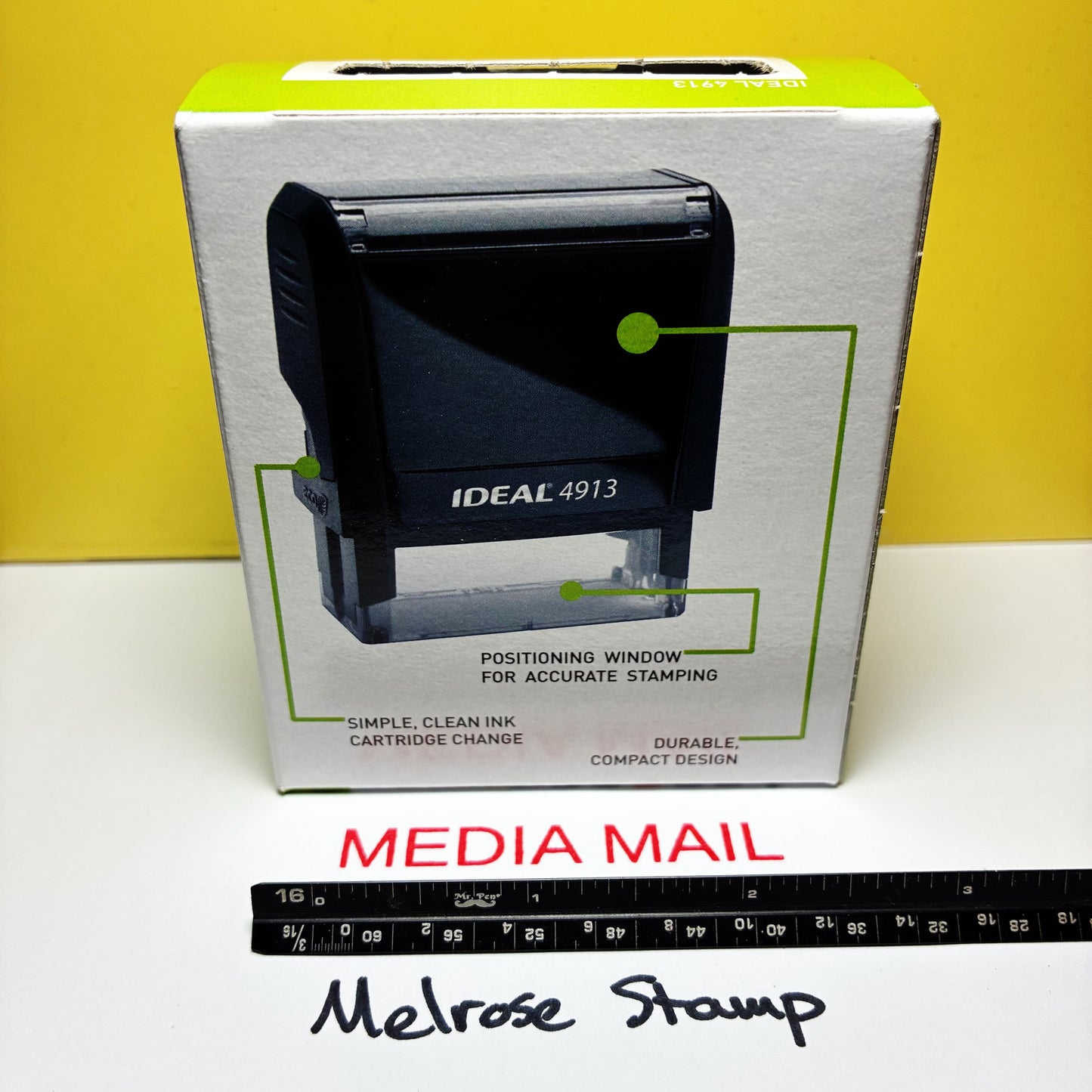 Media Mail Rubber Stamp Red Ink Self Inking Ideal 4913