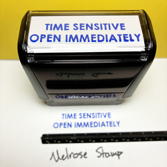 Time Sensitive Open Immediately Rubber Stamp Blue Ink Ideal 4913