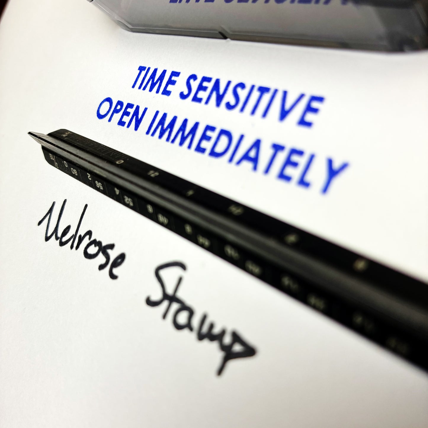Time Sensitive Open Immediately Rubber Stamp Blue Ink Ideal 4913
