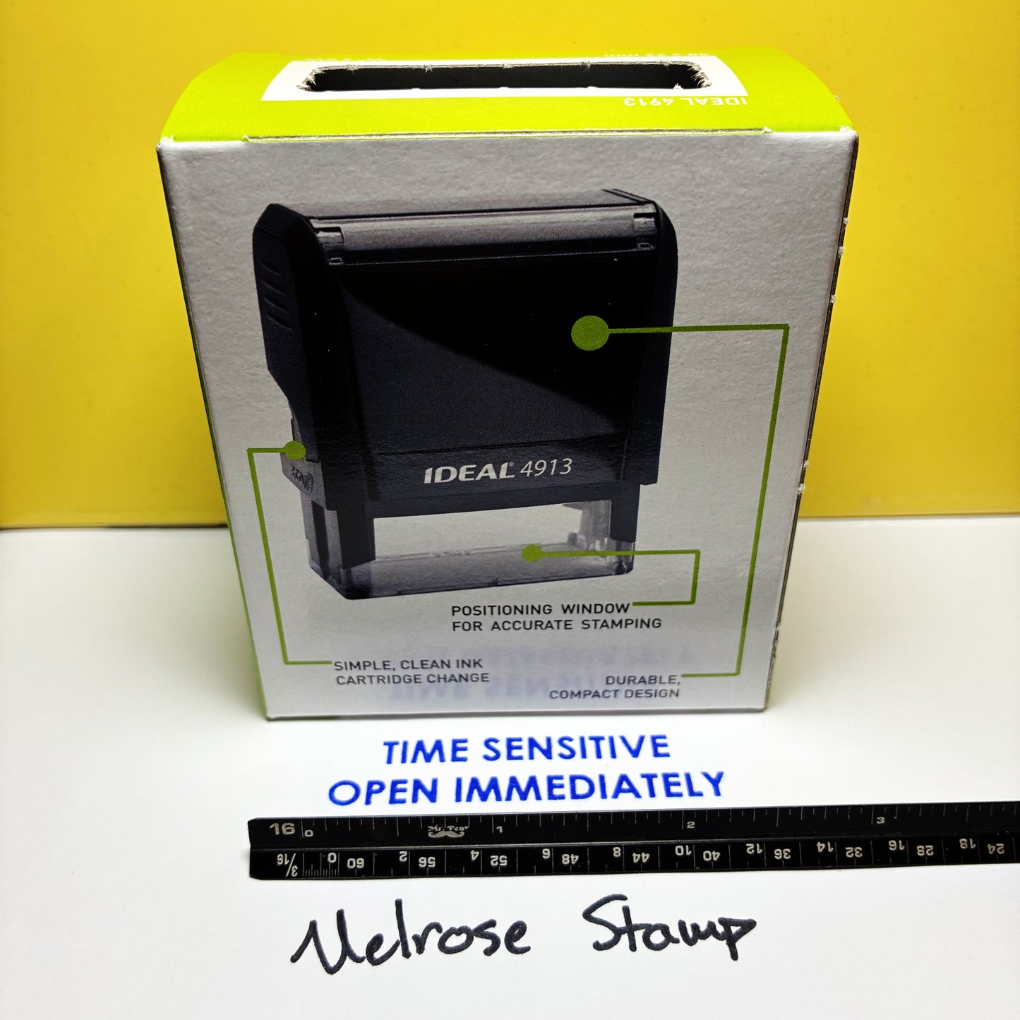 Time Sensitive Open Immediately Rubber Stamp Blue Ink Ideal 4913