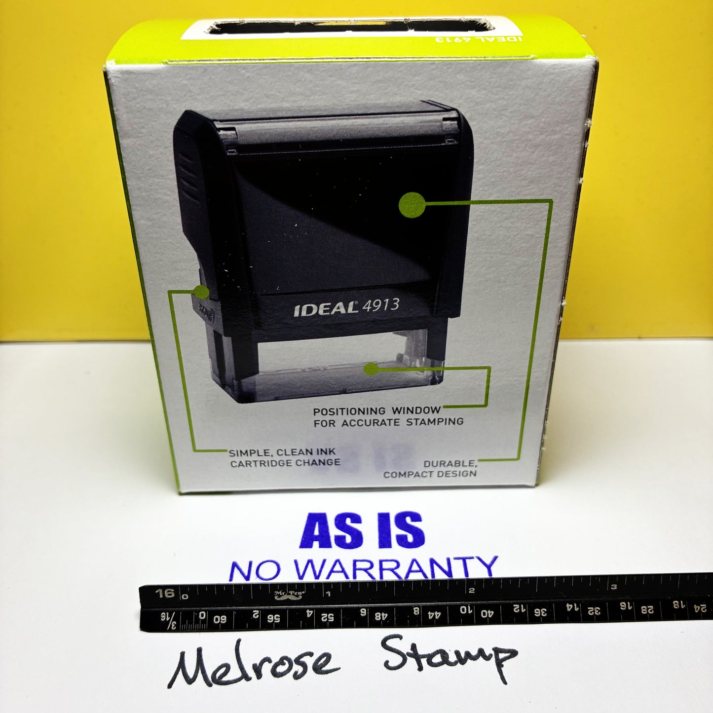 As Is No Warranty Rubber Stamp Purple Ink Self Inking Ideal 4913
