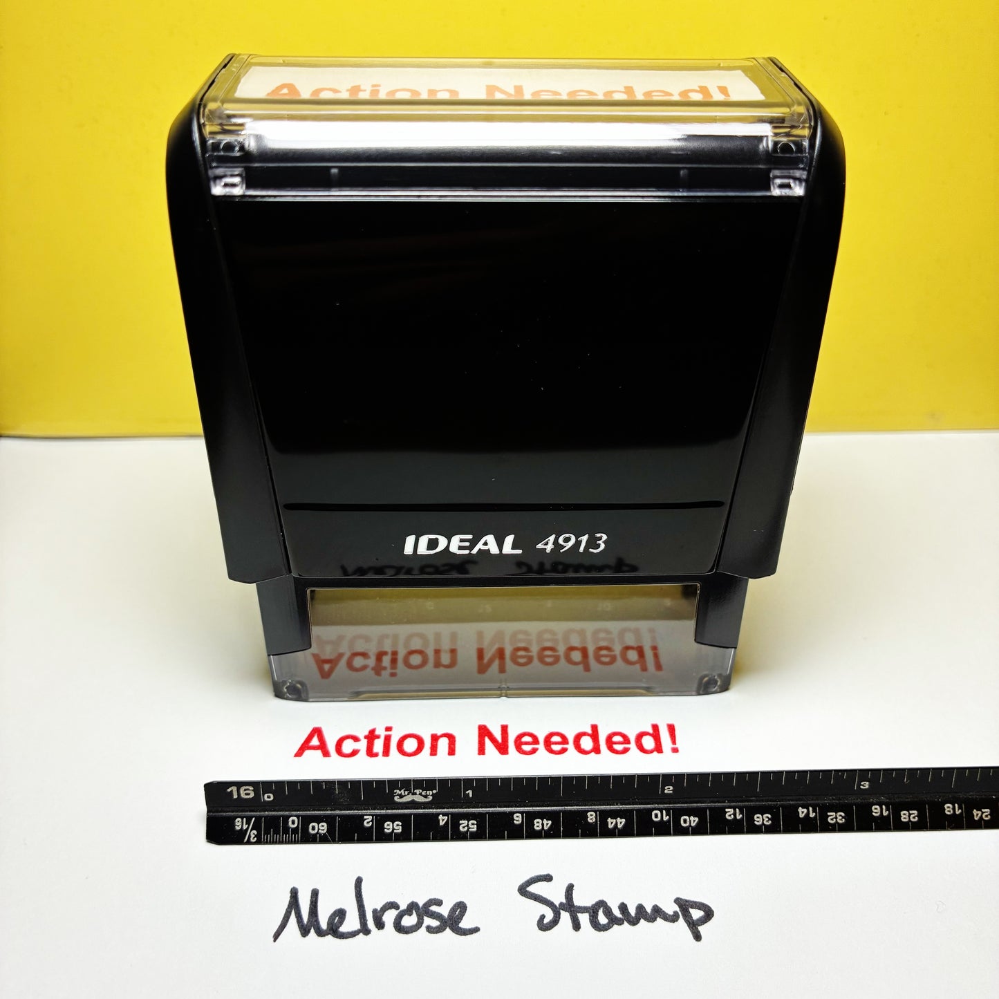 Action Needed Rubber Stamp Red Ink Self Inking Ideal 4913