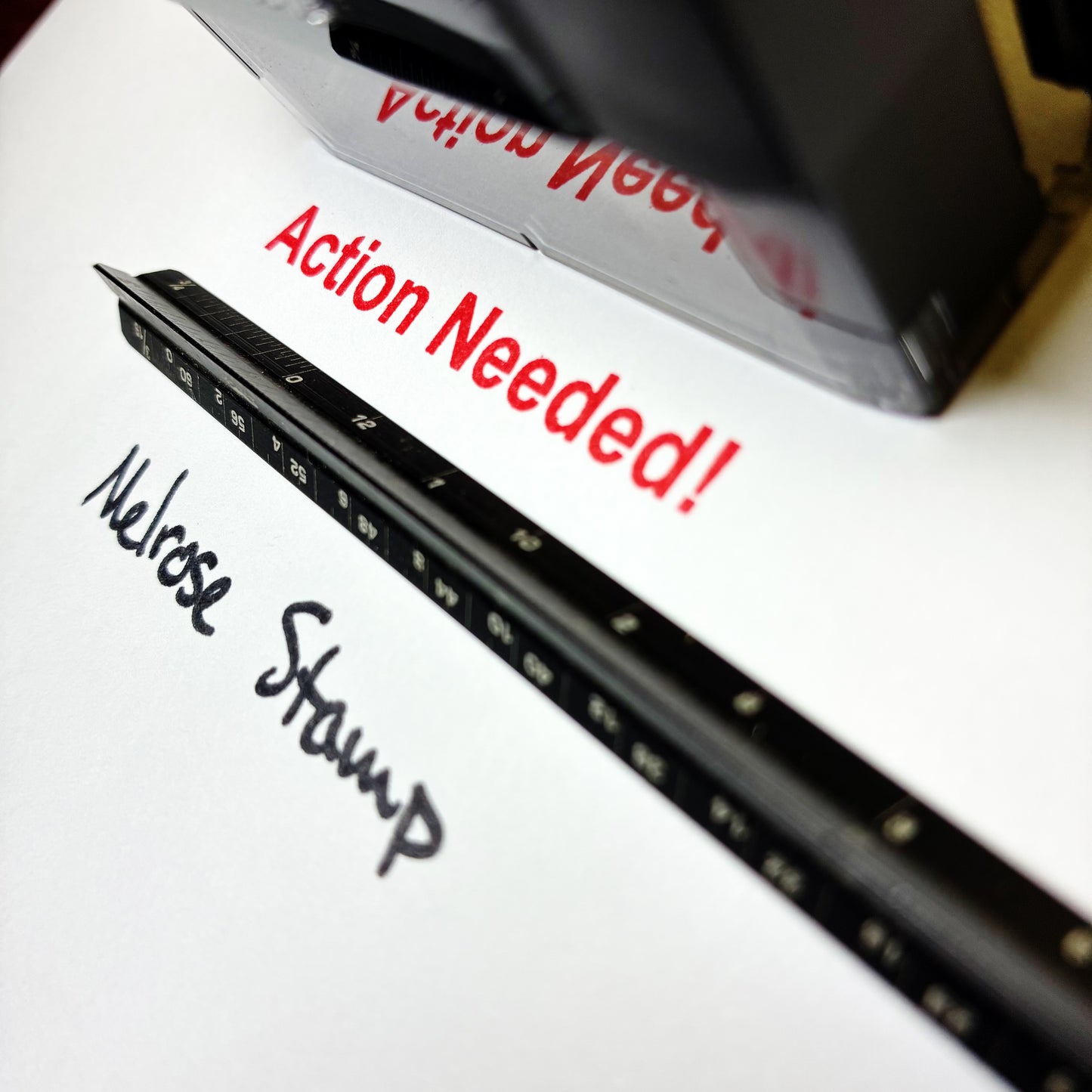 Action Needed Rubber Stamp Red Ink Self Inking Ideal 4913