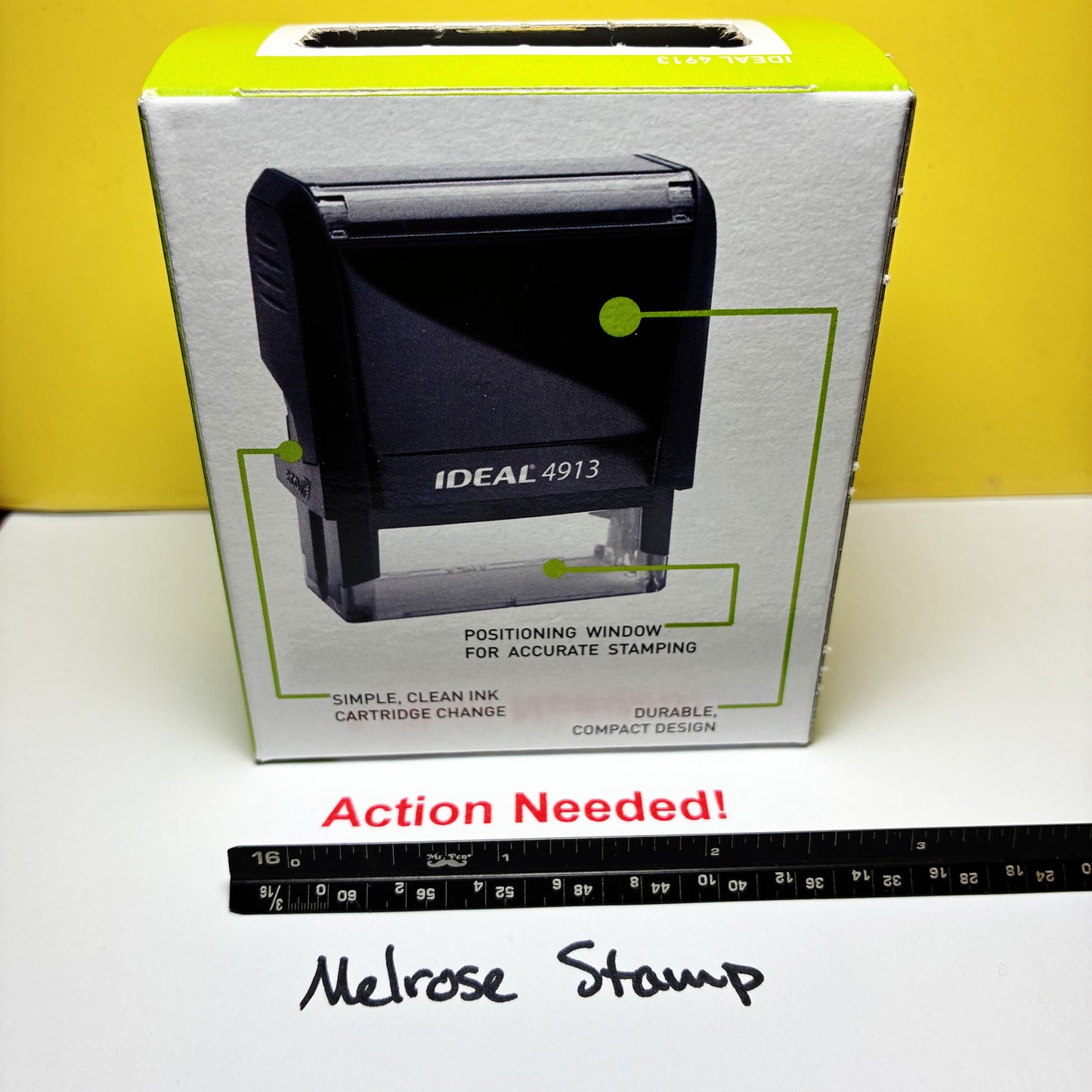 Action Needed Rubber Stamp Red Ink Self Inking Ideal 4913