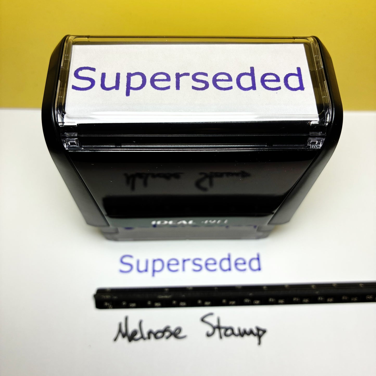 Superseded Rubber Stamp Purple Ink Self Inking Ideal 4913