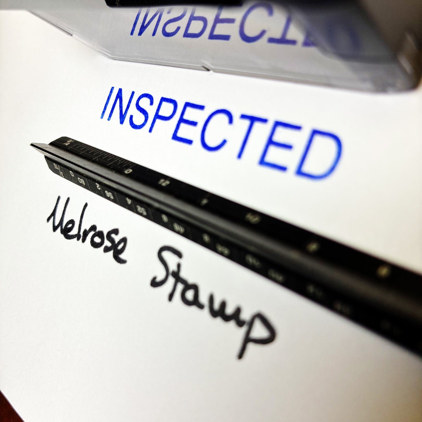 Inspected Rubber Stamp Blue Ink Self Inking Ideal 4913
