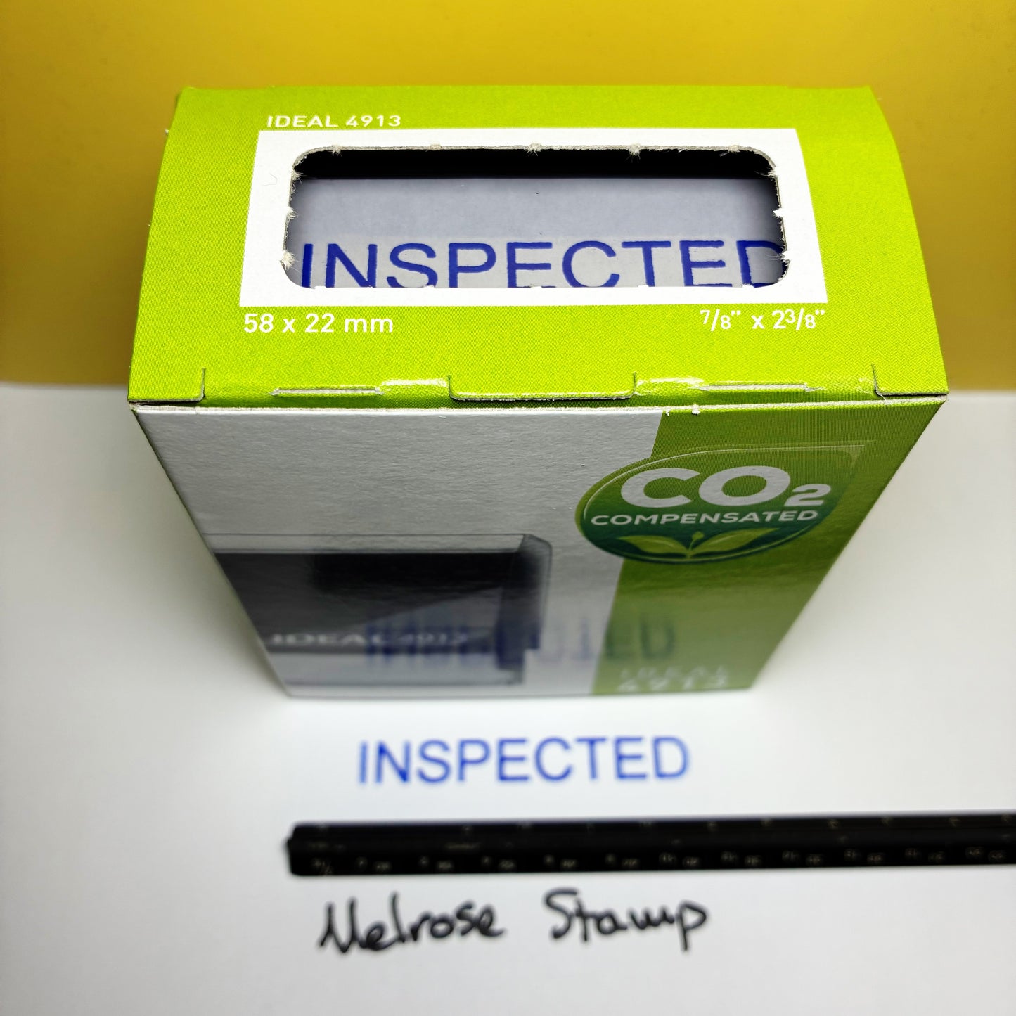 Inspected Rubber Stamp Blue Ink Self Inking Ideal 4913