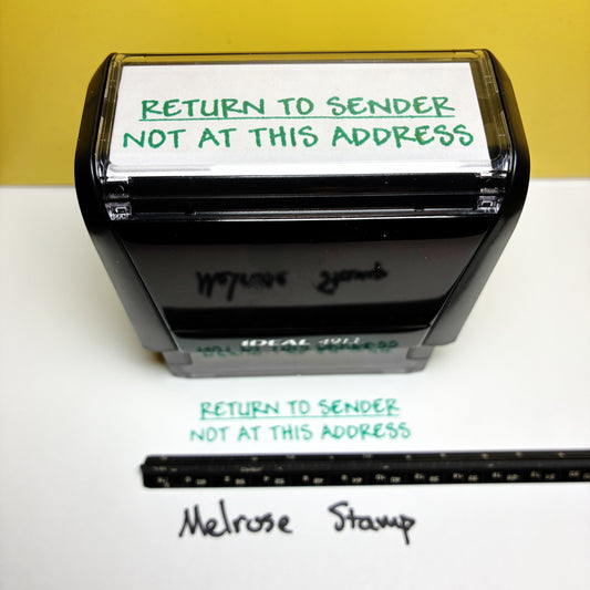 Return To Sender Not At This Address Rubber Stamp Green Ink Ideal 4913
