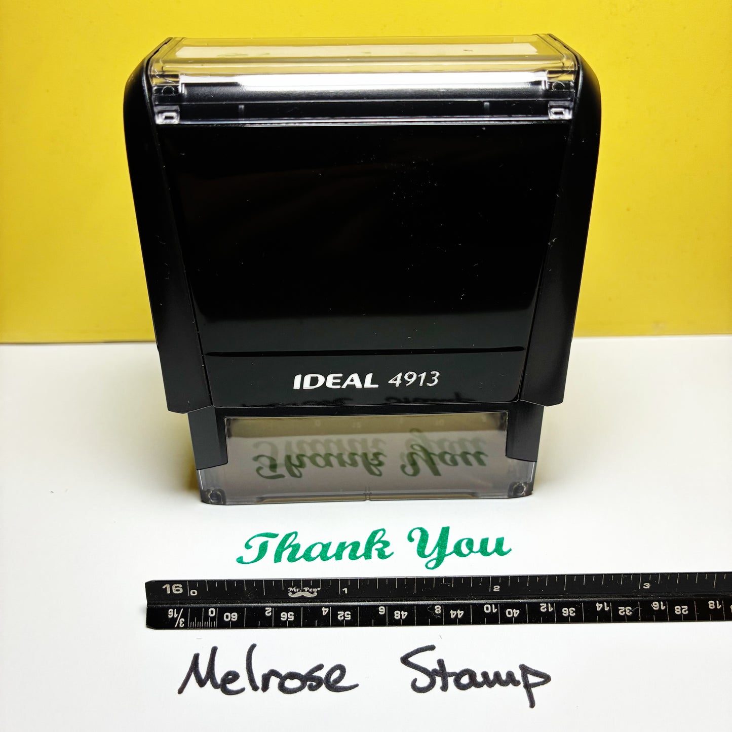 Thank You Rubber Stamp Green Ink Self Inking Ideal 4913