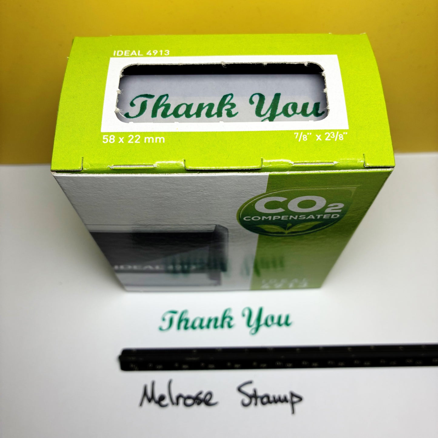 Thank You Rubber Stamp Green Ink Self Inking Ideal 4913