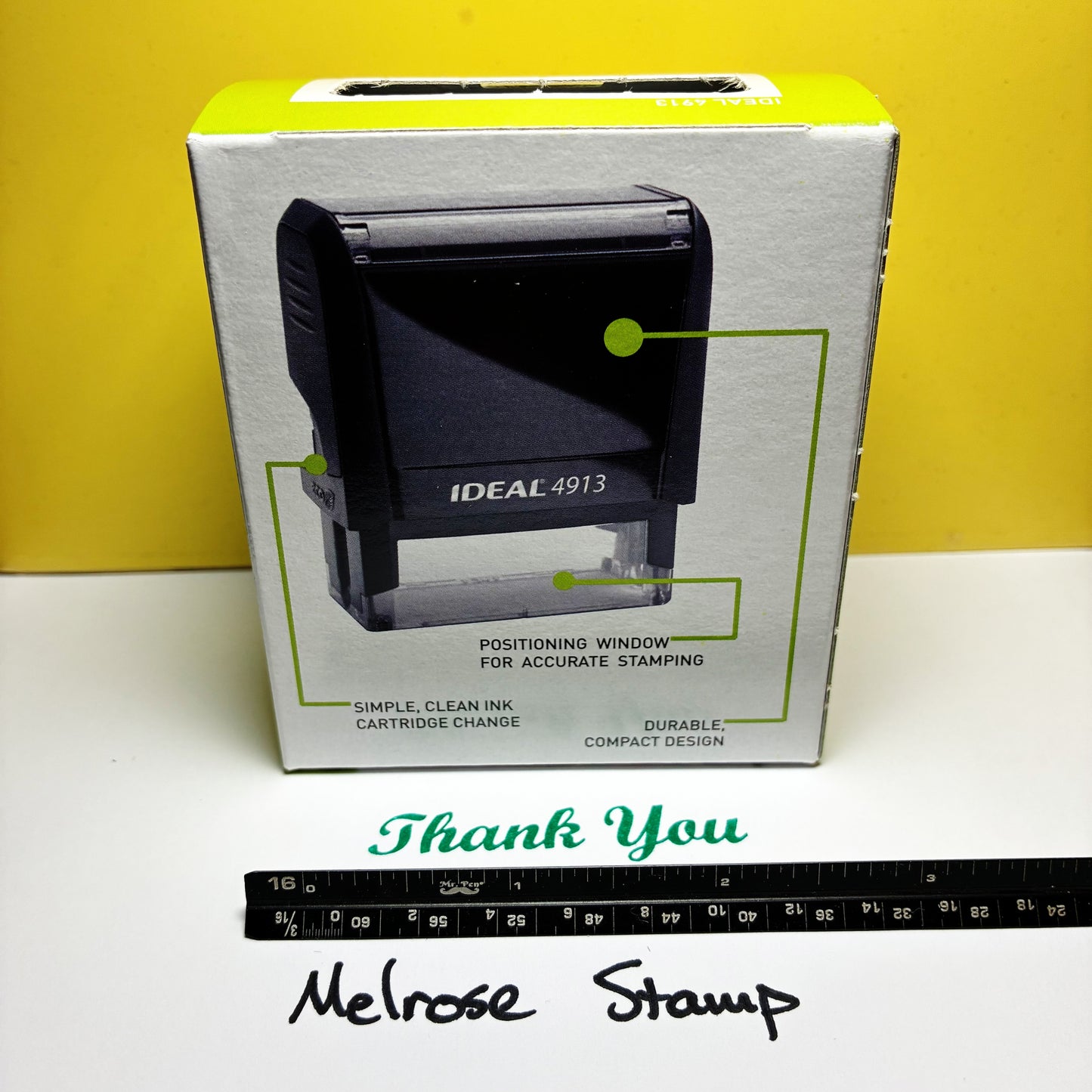 Thank You Rubber Stamp Green Ink Self Inking Ideal 4913