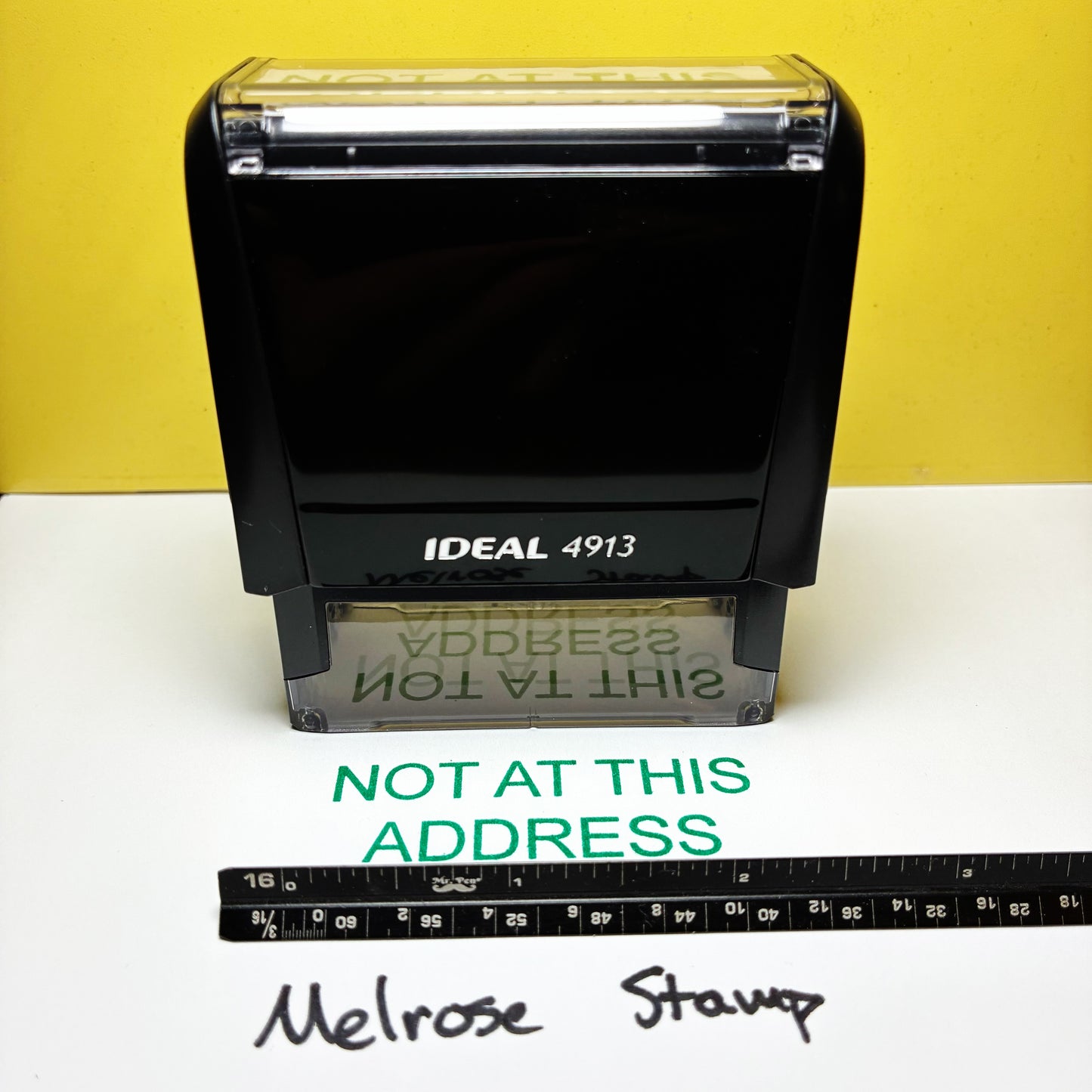 Not At This Address Rubber Stamp Green Ink Self Inking Ideal 4913
