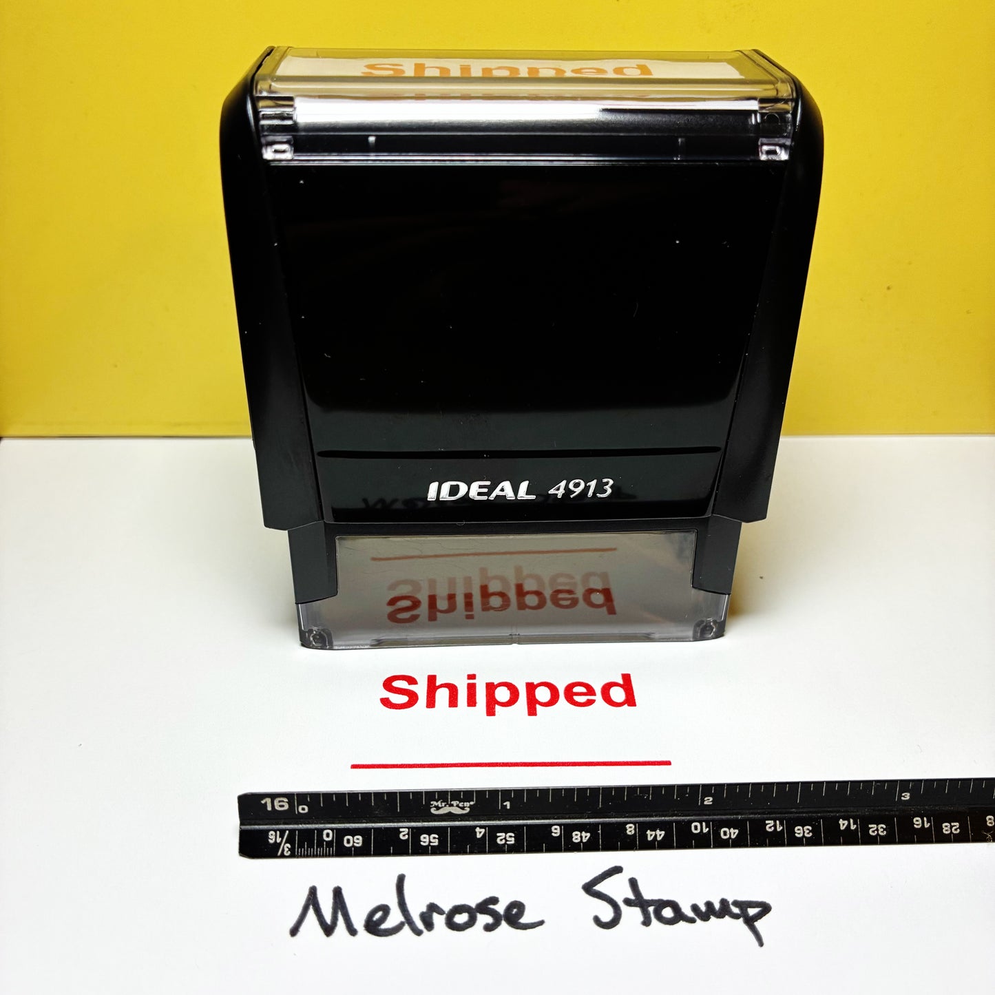 Shipped With Line Rubber Stamp Red Ink Ideal 4913