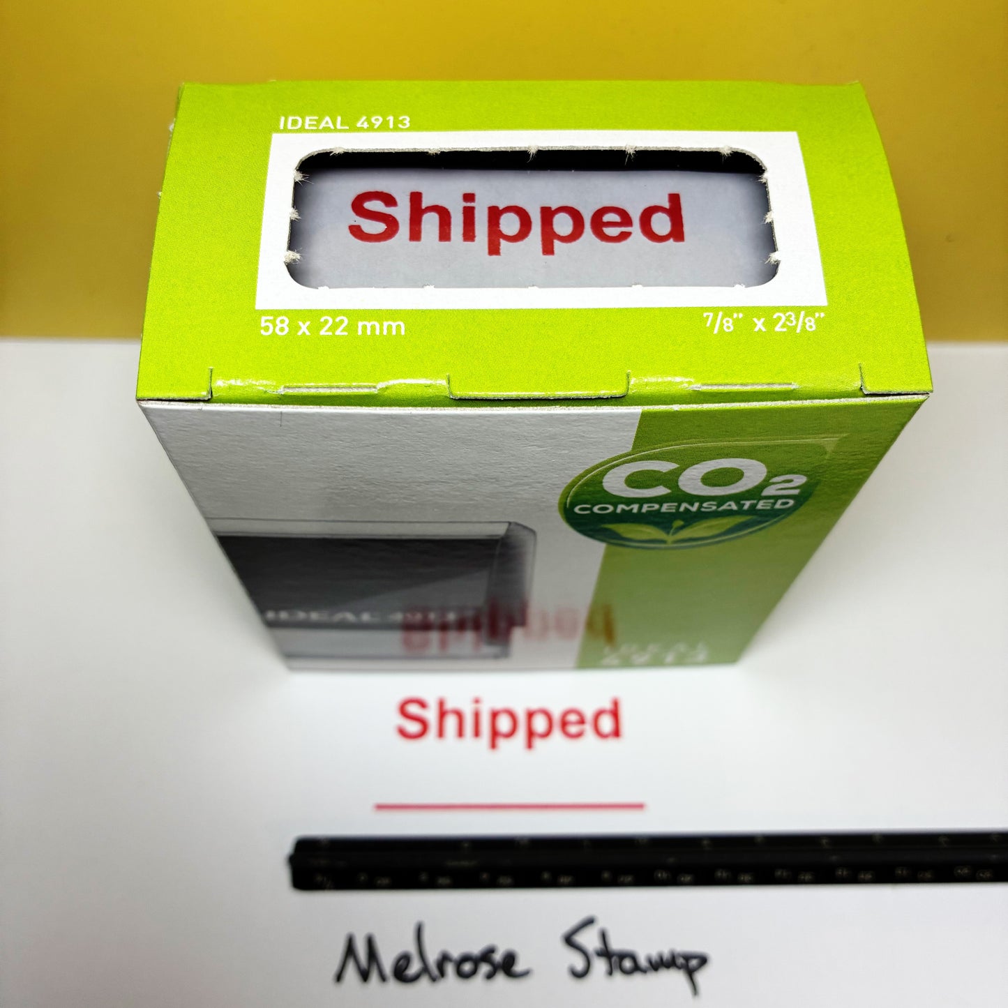 Shipped With Line Rubber Stamp Red Ink Ideal 4913
