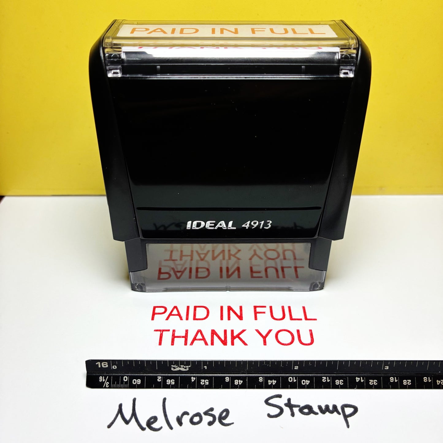Paid In Full Thank You Rubber Stamp Red Ink Self Inking Ideal 4913