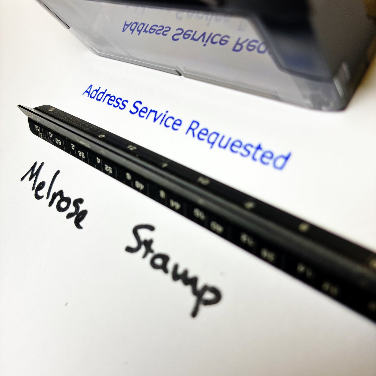 Address Service Requested Self Inking Rubber Stamp Blue Ink Ideal 4913