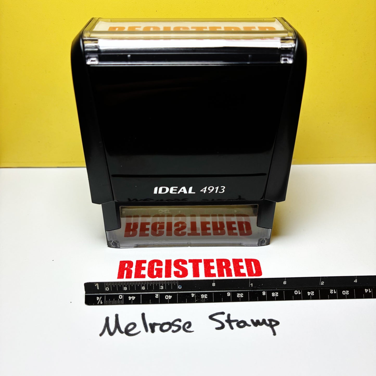 Registered Rubber Stamp Red Ink Self Inking Ideal 4913
