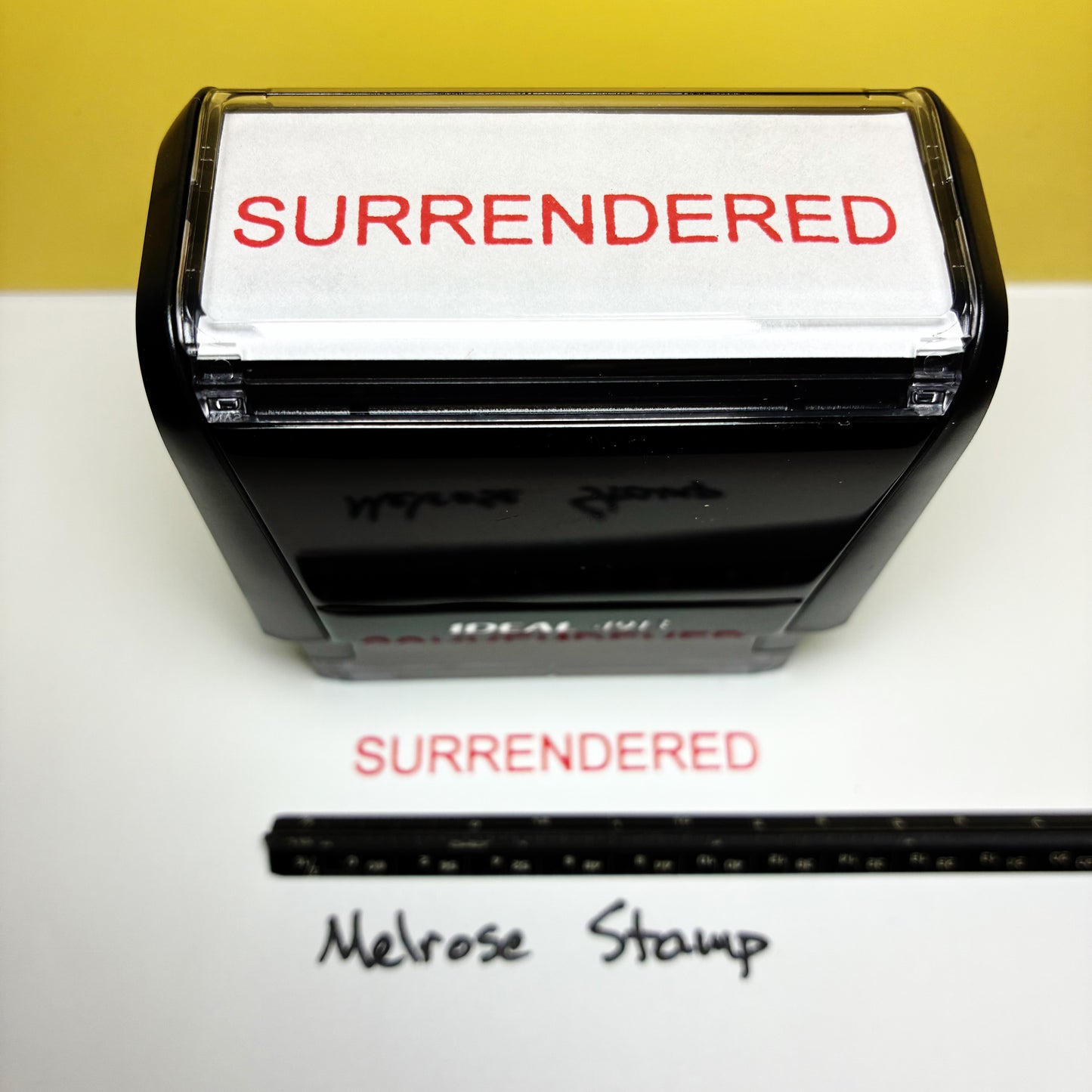 Surrendered Rubber Stamp Red Ink Self Inking Ideal 4913