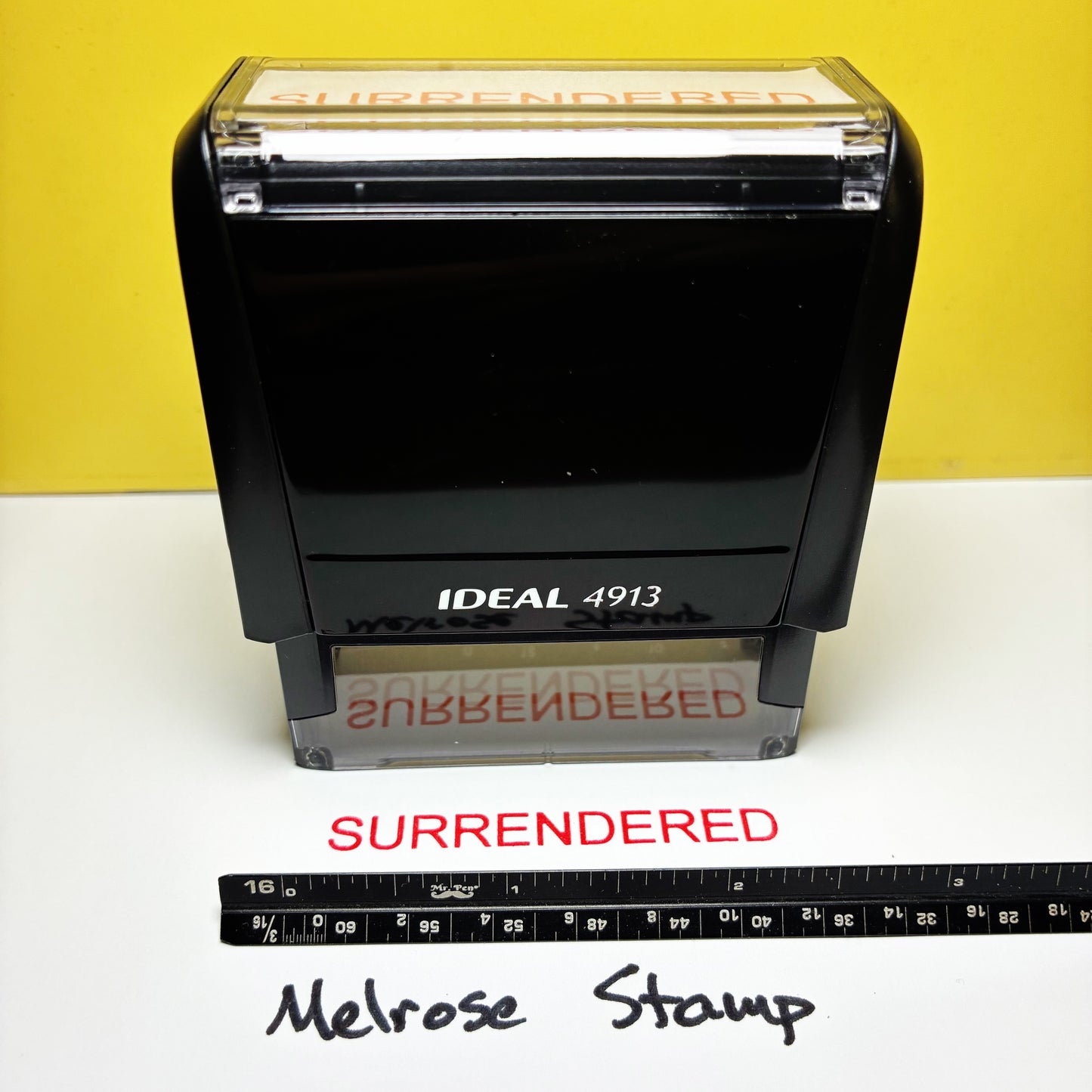 Surrendered Rubber Stamp Red Ink Self Inking Ideal 4913