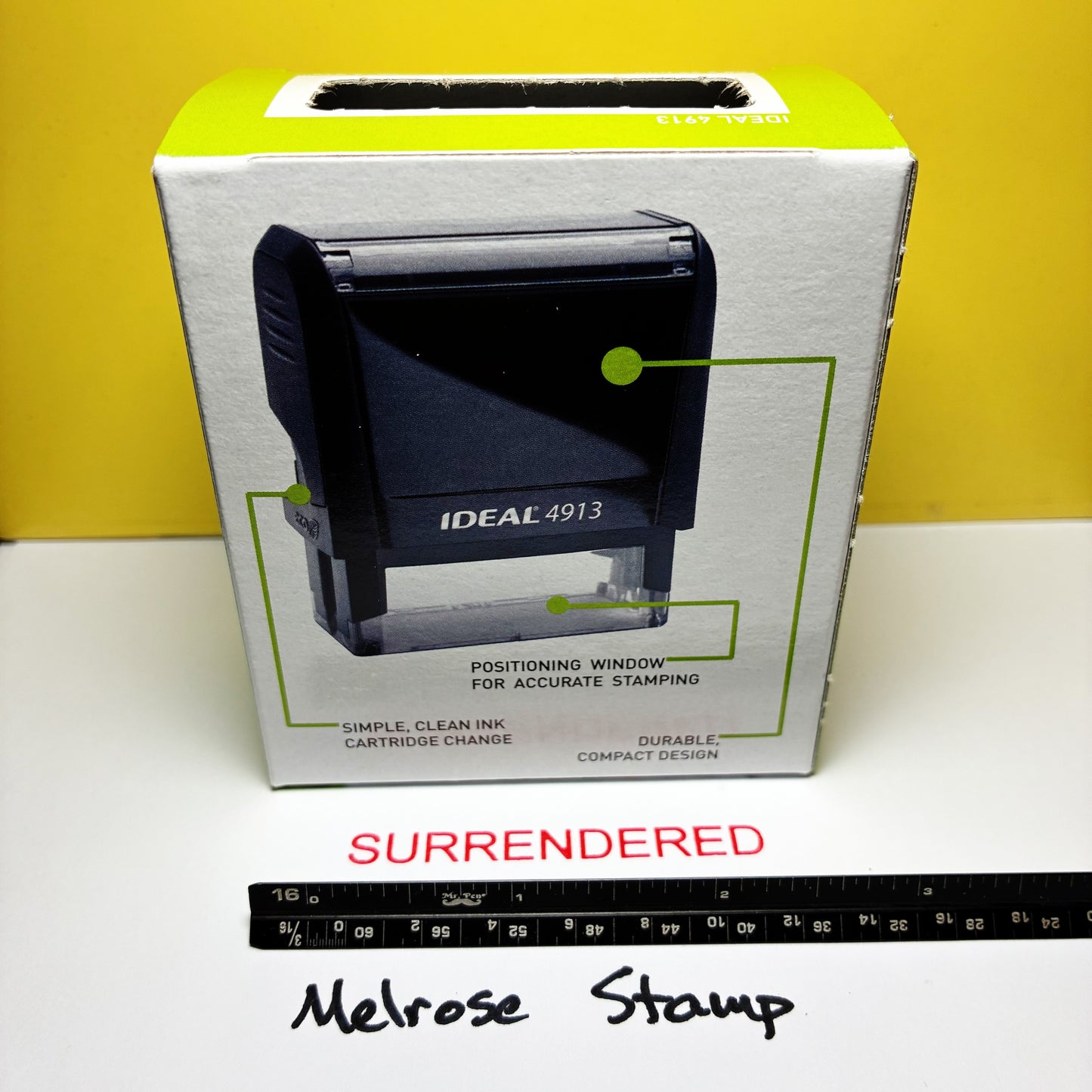 Surrendered Rubber Stamp Red Ink Self Inking Ideal 4913