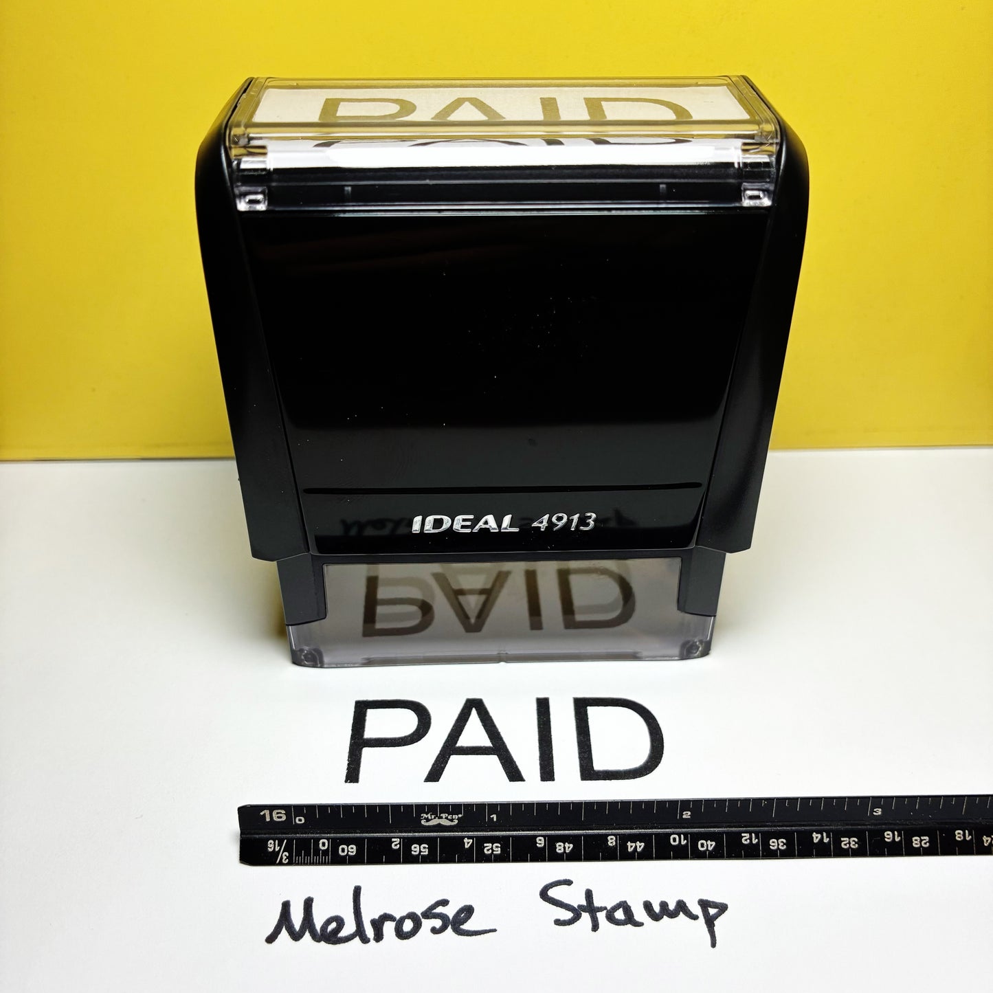 Paid Rubber Stamp Black Ink Self Inking Ideal 4913