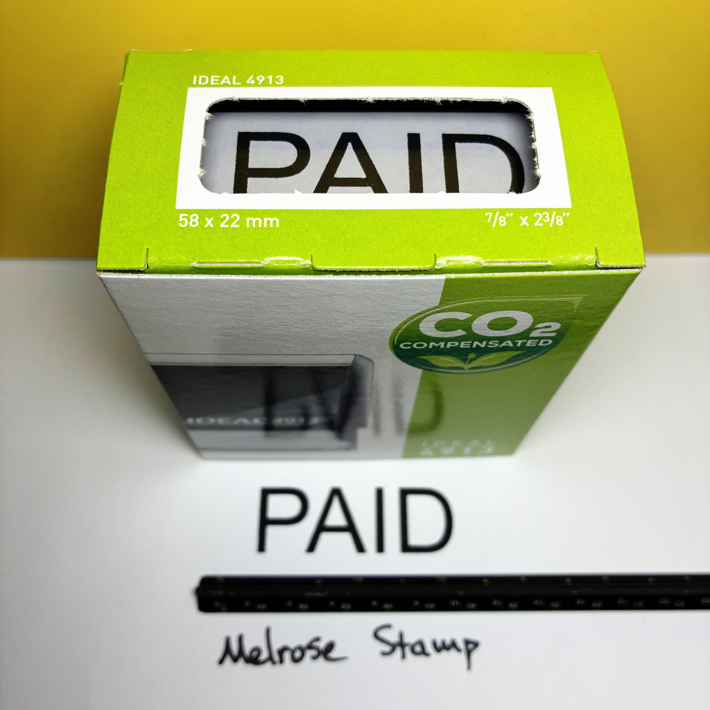 Paid Rubber Stamp Black Ink Self Inking Ideal 4913