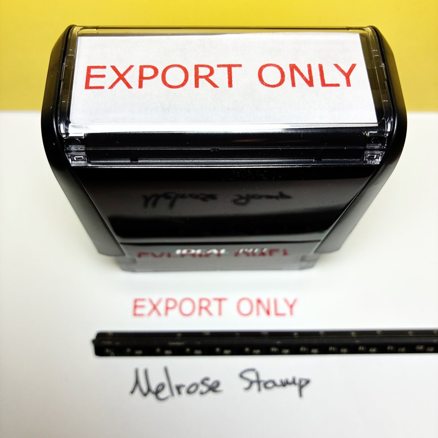 Rubber stamp with 'EXPORT ONLY' text on a white background