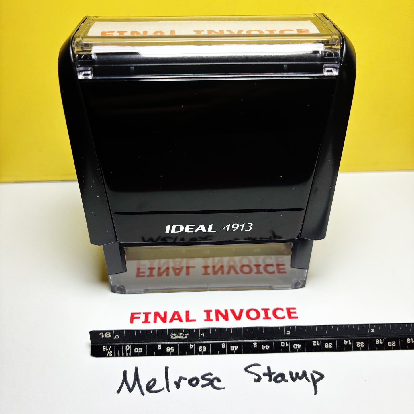 Final Invoice Rubber Stamp Red Ink Self Inking Ideal 4913