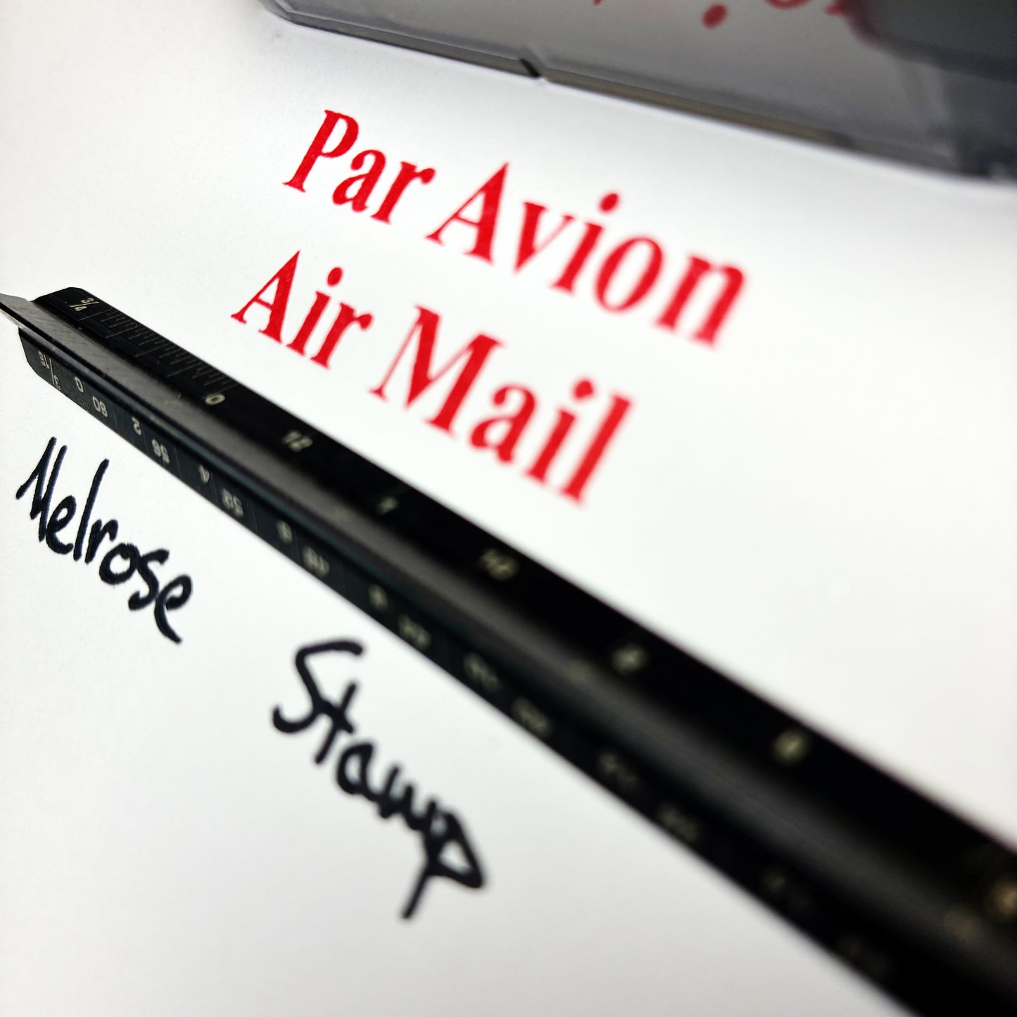 Par Avion Air Mail Rubber Stamp Red Ink Ideal 4913