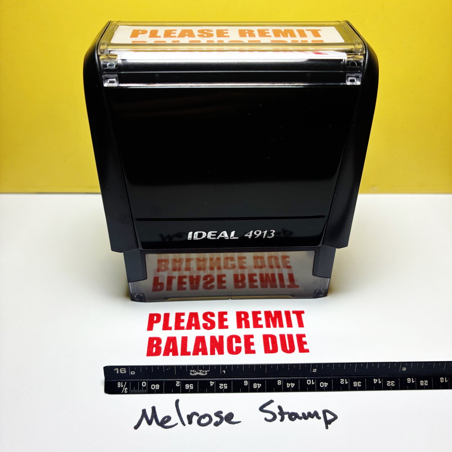 Please Remit Balance Due Rubber Stamp Red Ink Self Inking Ideal 4913