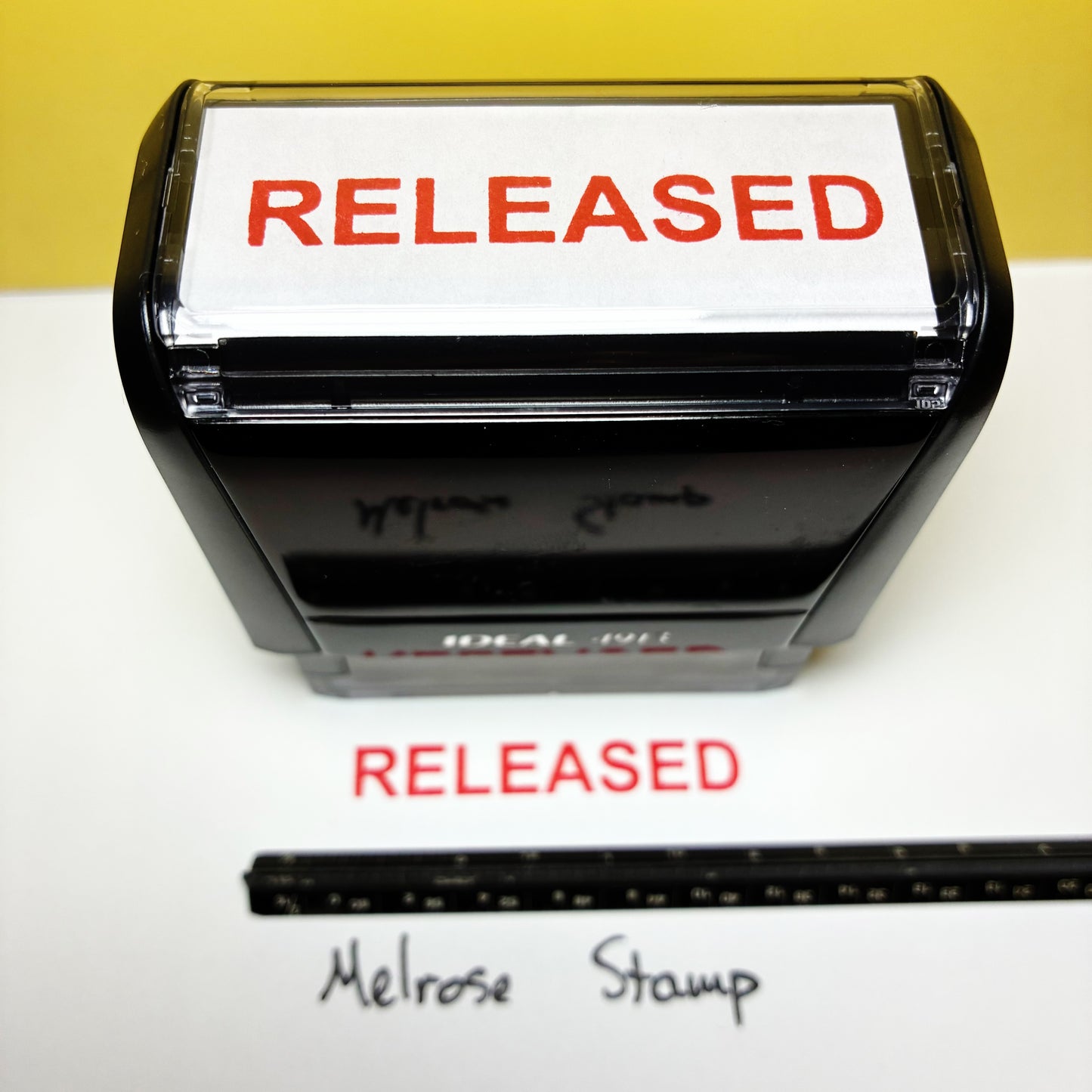 Released Rubber Stamp Red Ink Self Inking Ideal 4913