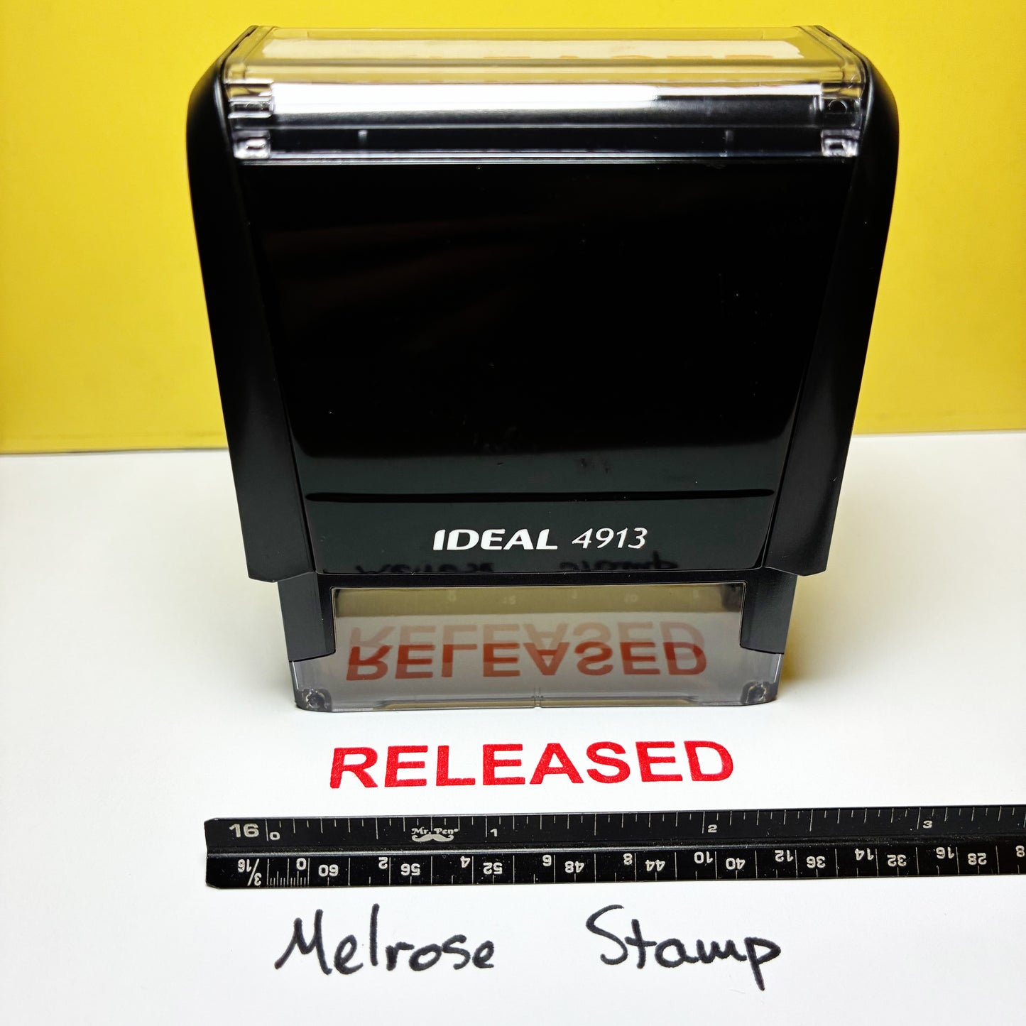 Released Rubber Stamp Red Ink Self Inking Ideal 4913