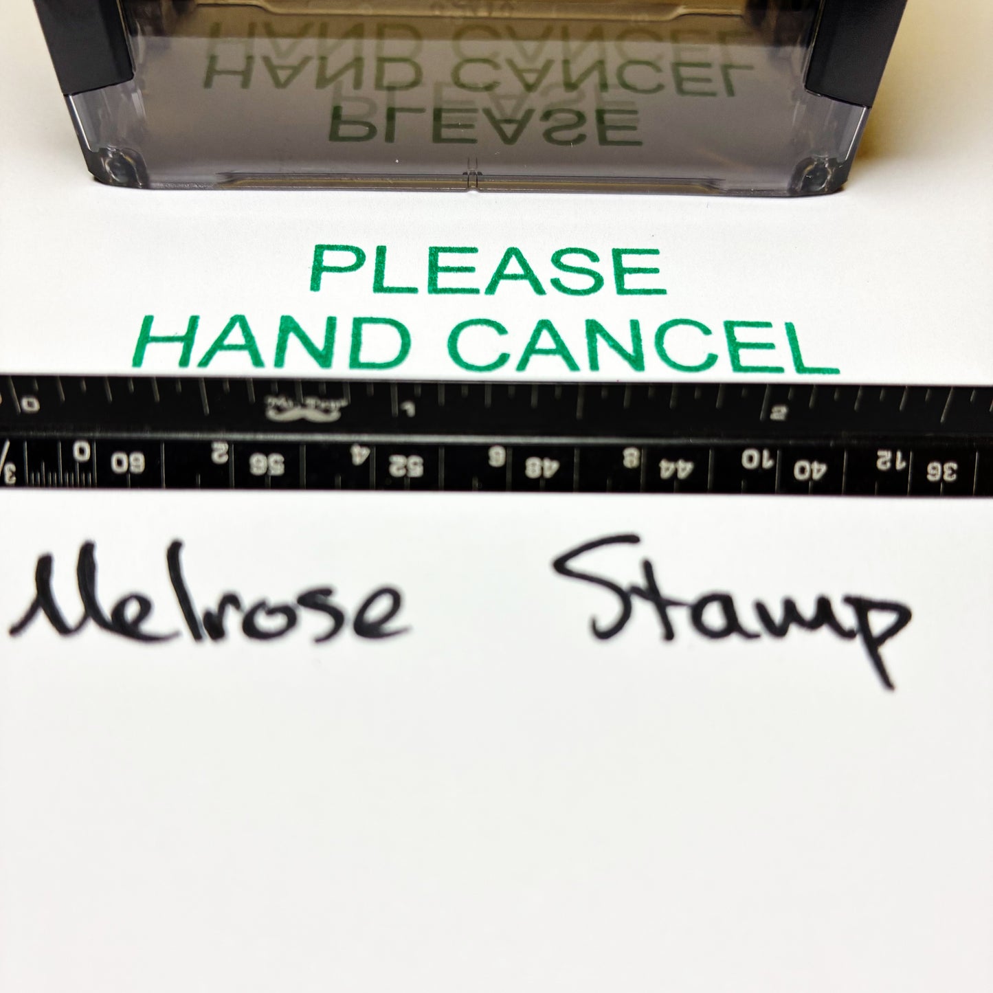 Please Hand Cancel Rubber Stamp Green Ink Self Inking Ideal 4913