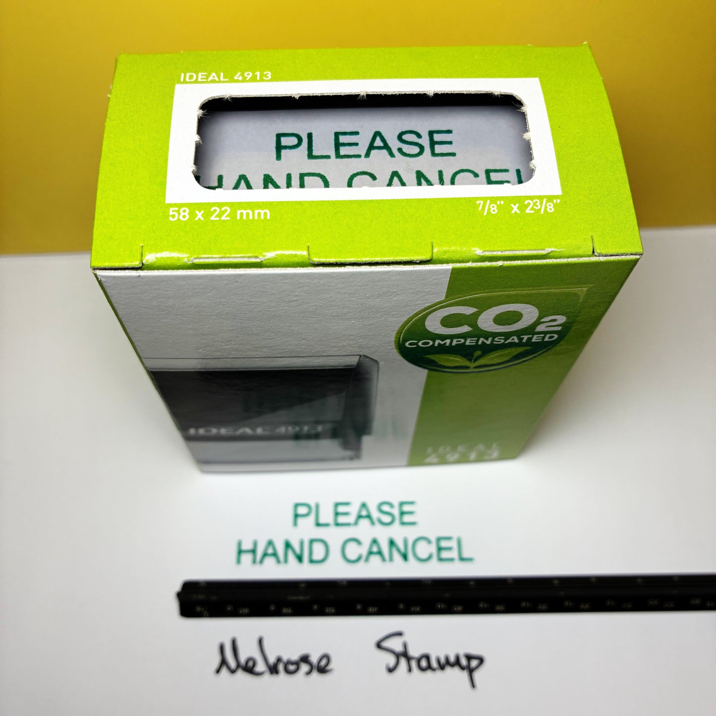 Please Hand Cancel Rubber Stamp Green Ink Self Inking Ideal 4913