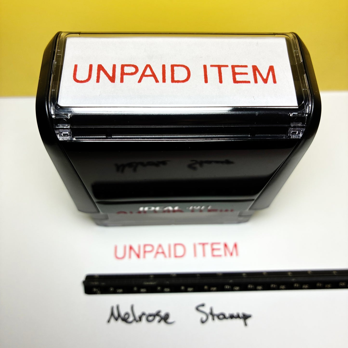 Unpaid Item Rubber Stamp Red Ink Self Inking Ideal 4913