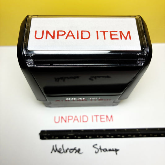 Unpaid Item Rubber Stamp Red Ink Self Inking Ideal 4913