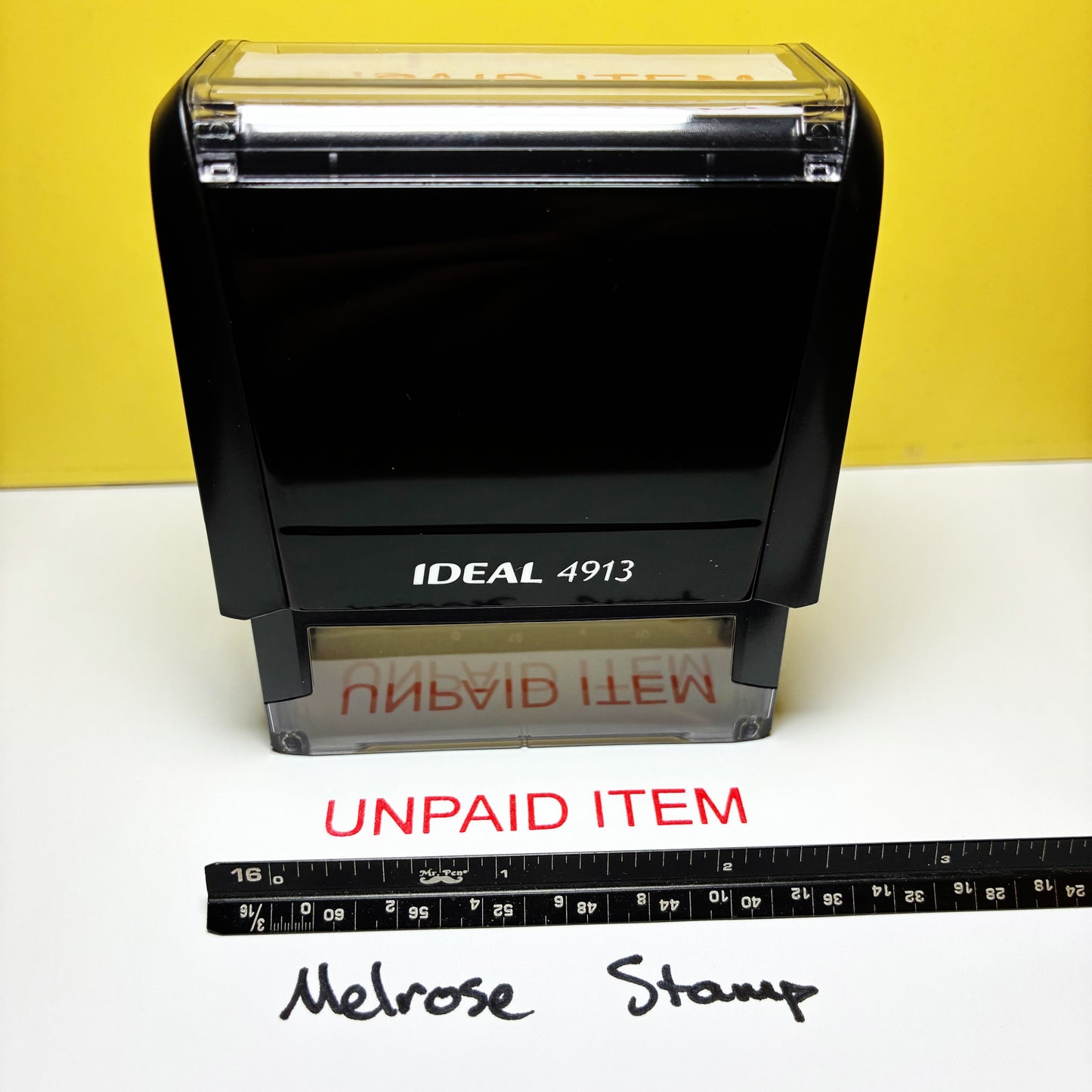 Unpaid Item Rubber Stamp Red Ink Self Inking Ideal 4913