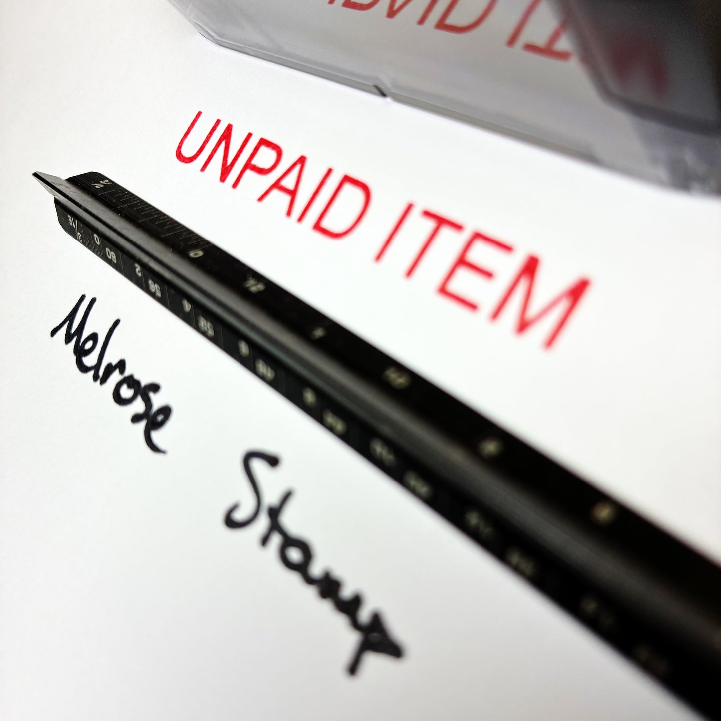 Unpaid Item Rubber Stamp Red Ink Self Inking Ideal 4913