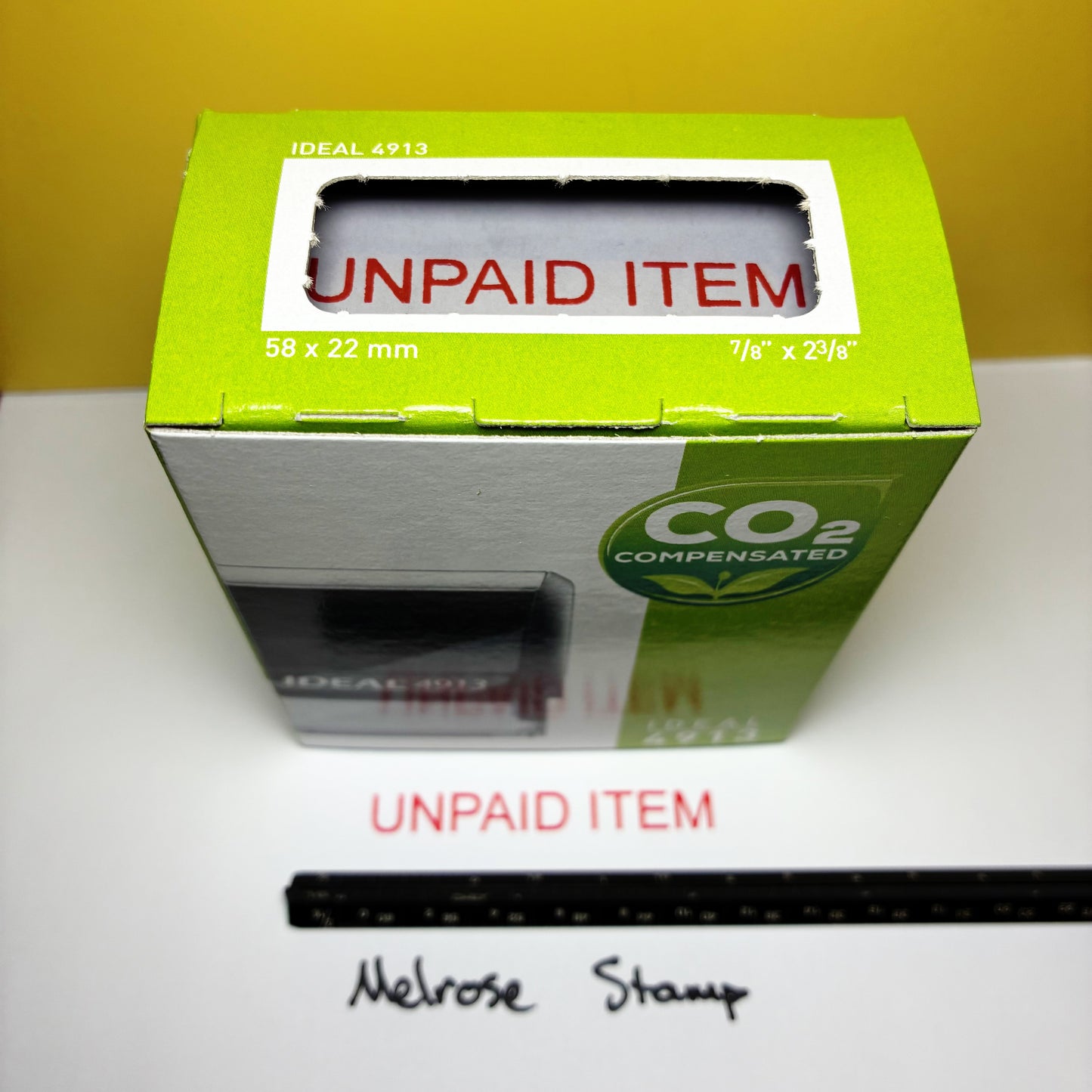 Unpaid Item Rubber Stamp Red Ink Self Inking Ideal 4913