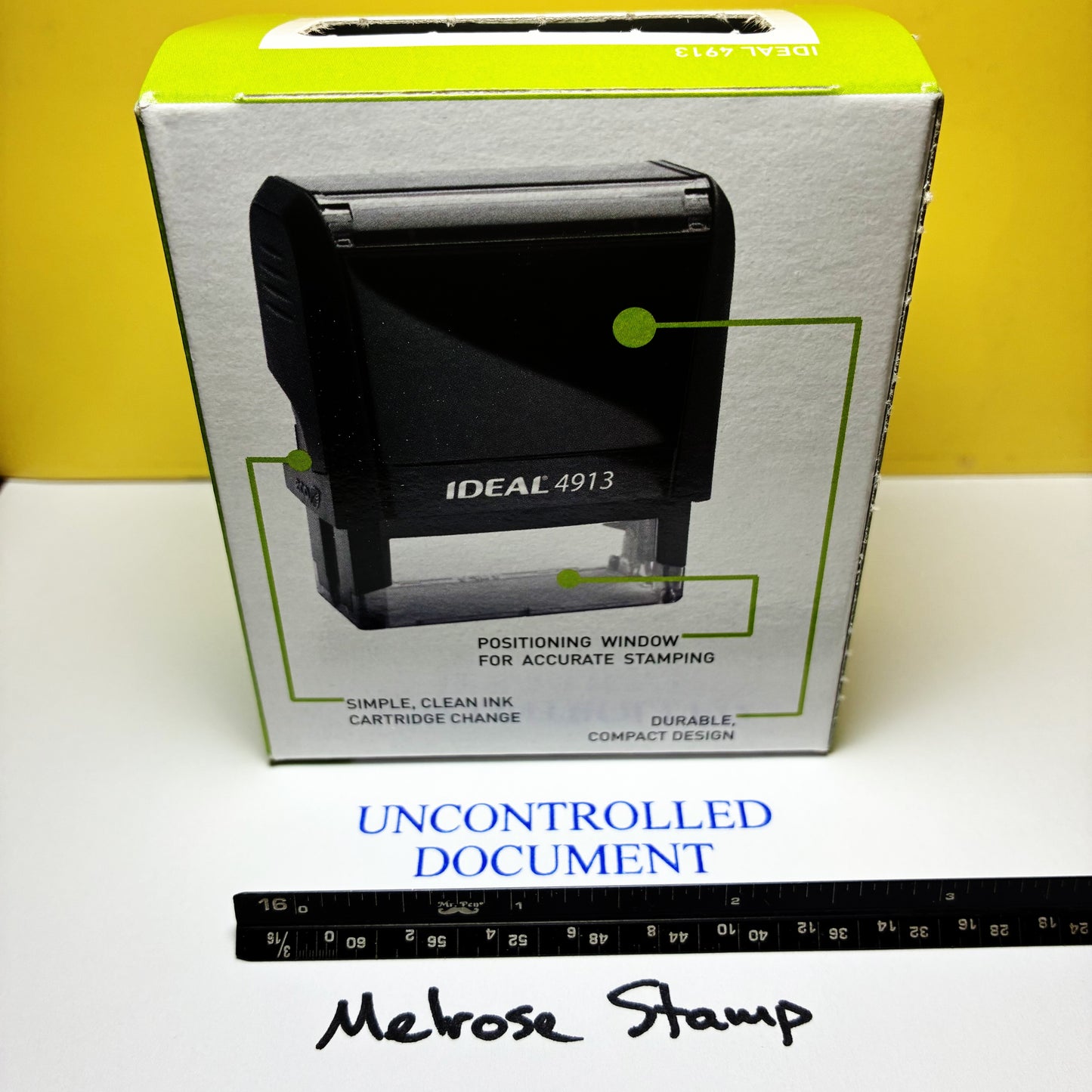 Uncontrolled Document Rubber Stamp Blue Ink Self Inking Ideal 4913