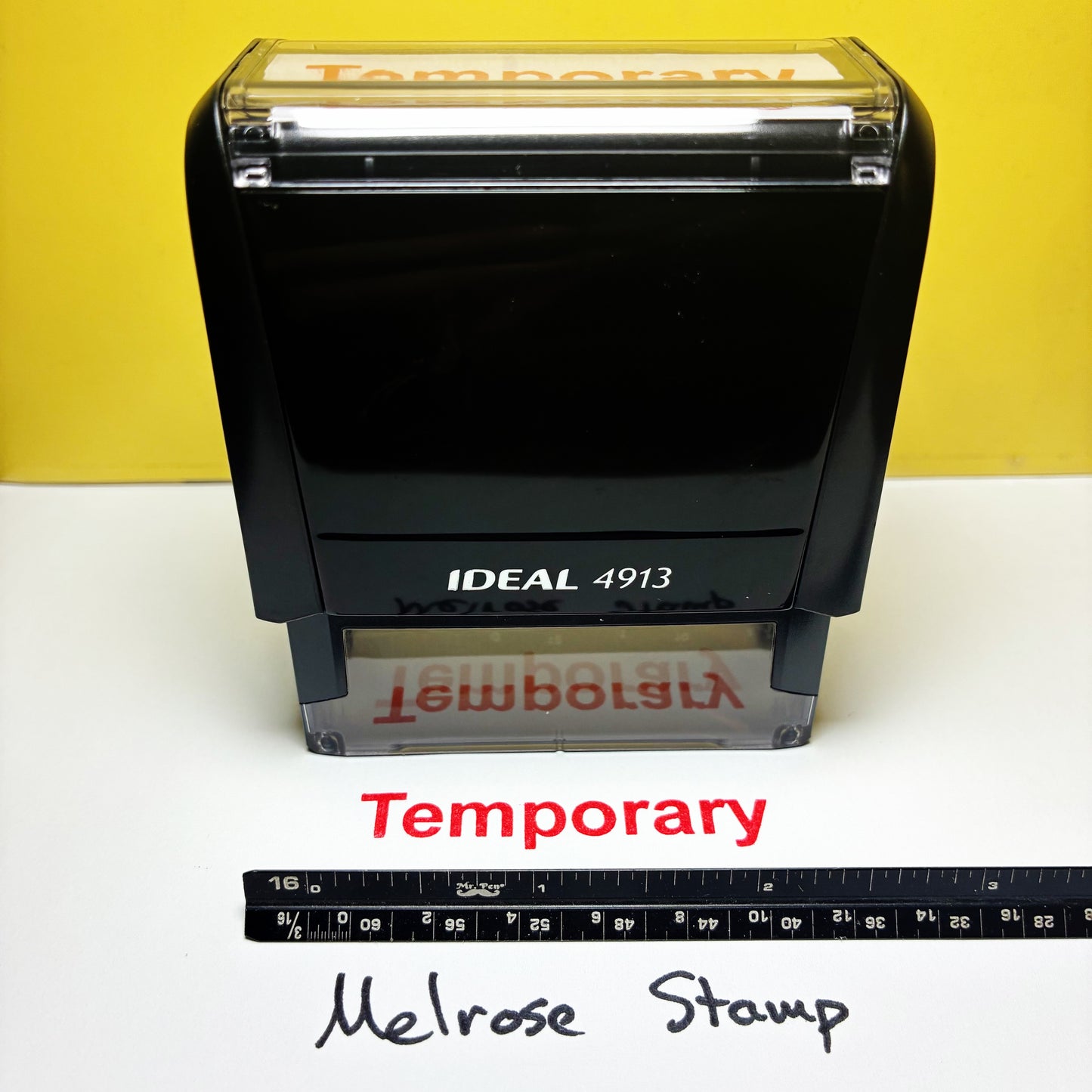 Temporary Rubber Stamp Red Ink Self Inking Ideal 4913
