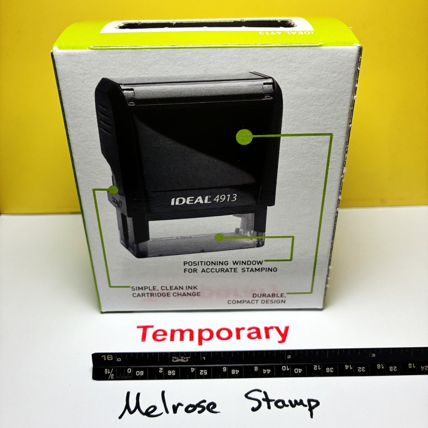 Temporary Rubber Stamp Red Ink Self Inking Ideal 4913