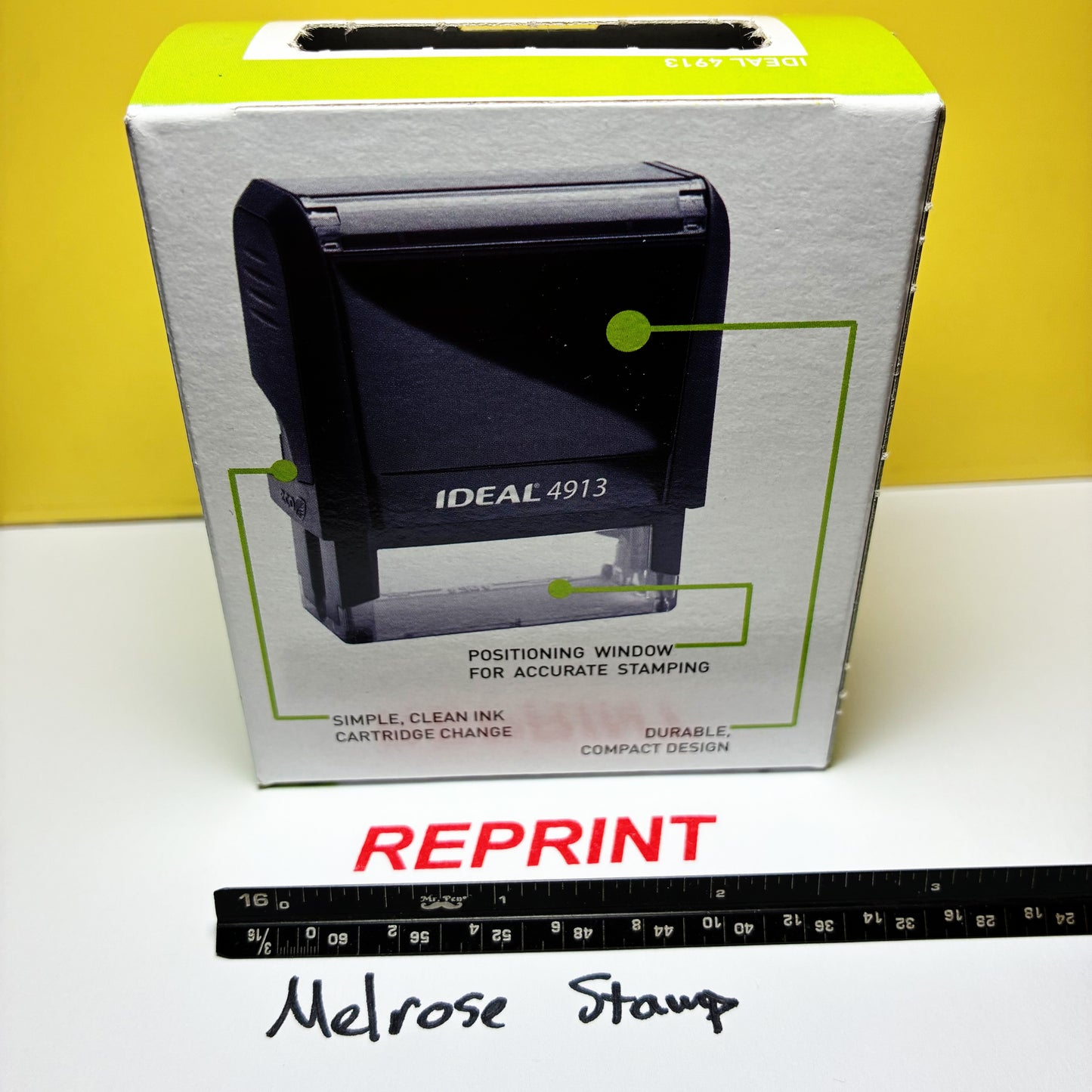 Reprint Rubber Stamp Red Ink Self Inking Ideal 4913