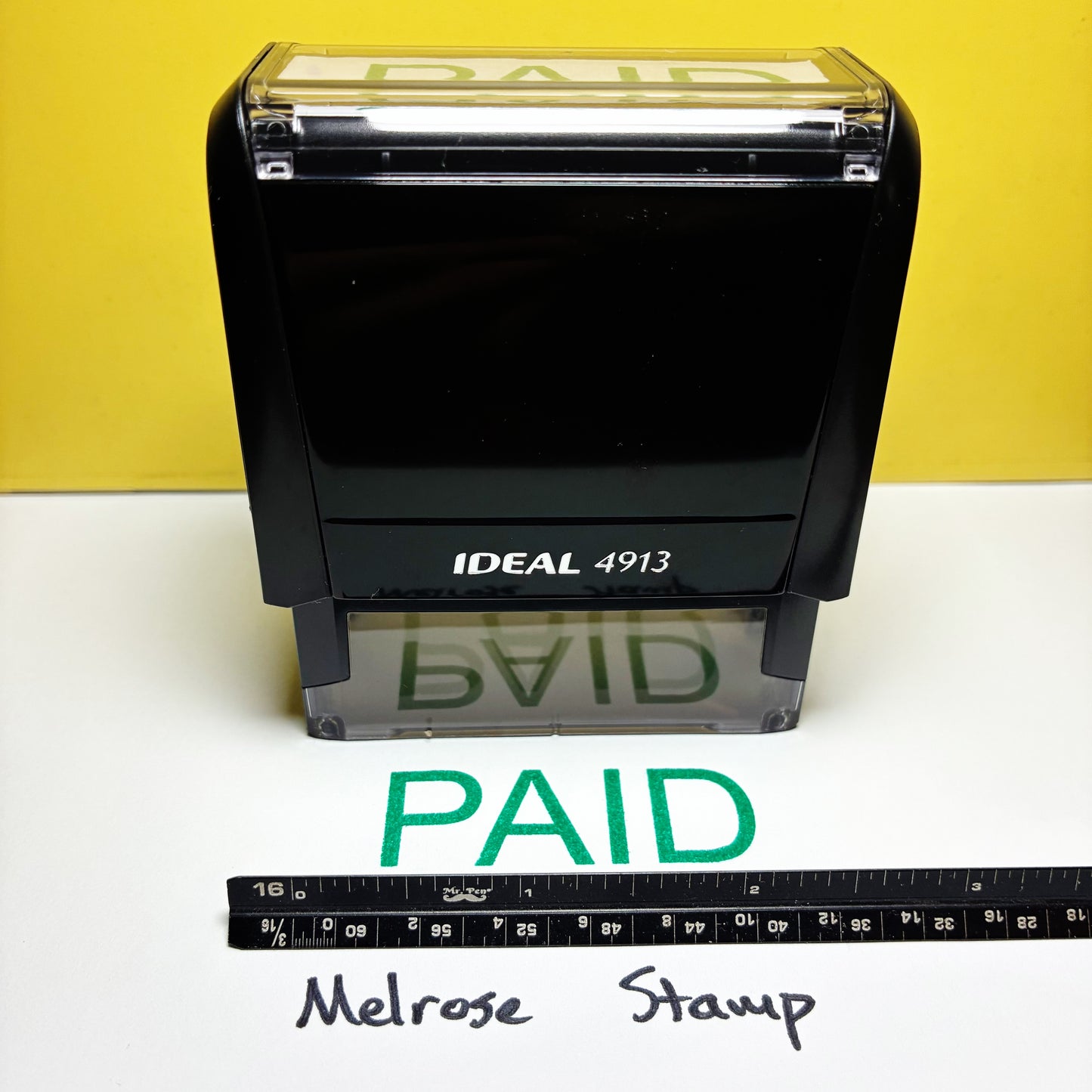 Paid Rubber Stamp Green Ink Self Inking Ideal 4913