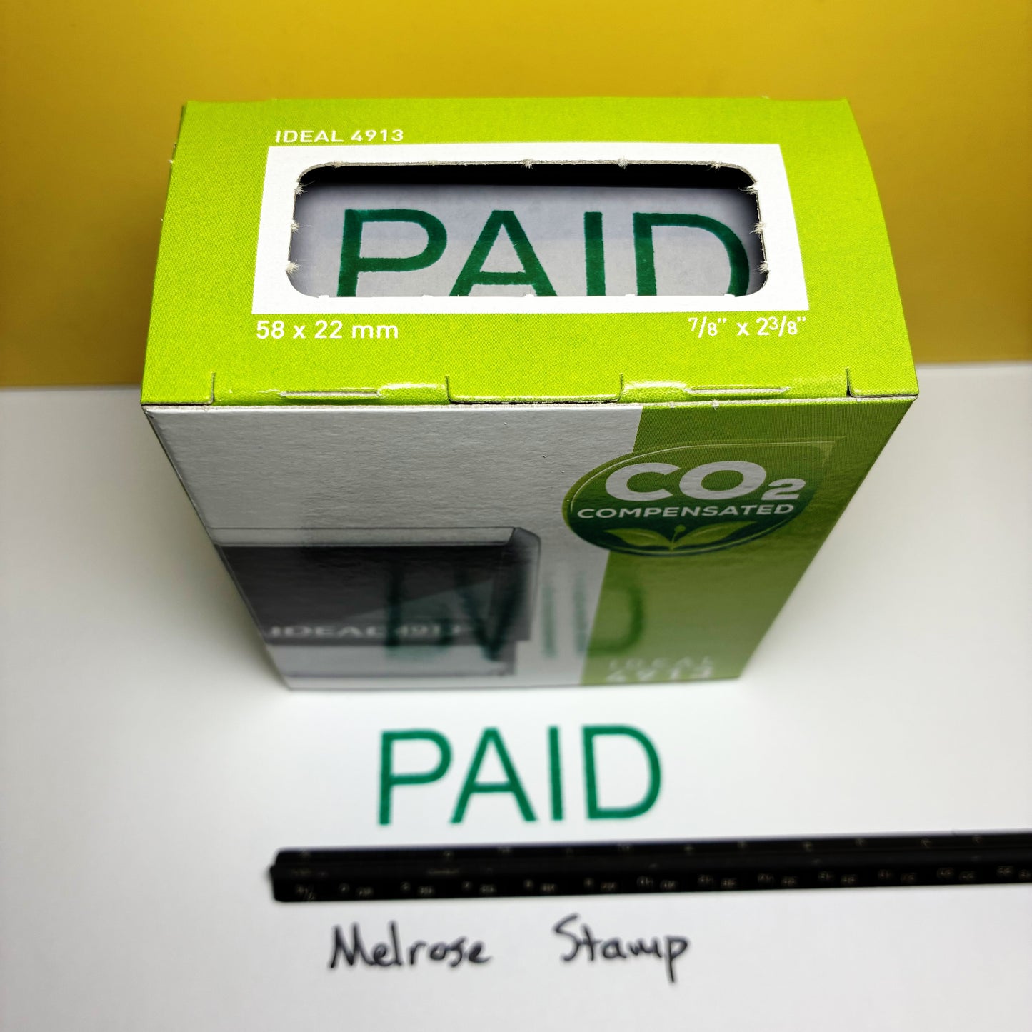 Paid Rubber Stamp Green Ink Self Inking Ideal 4913