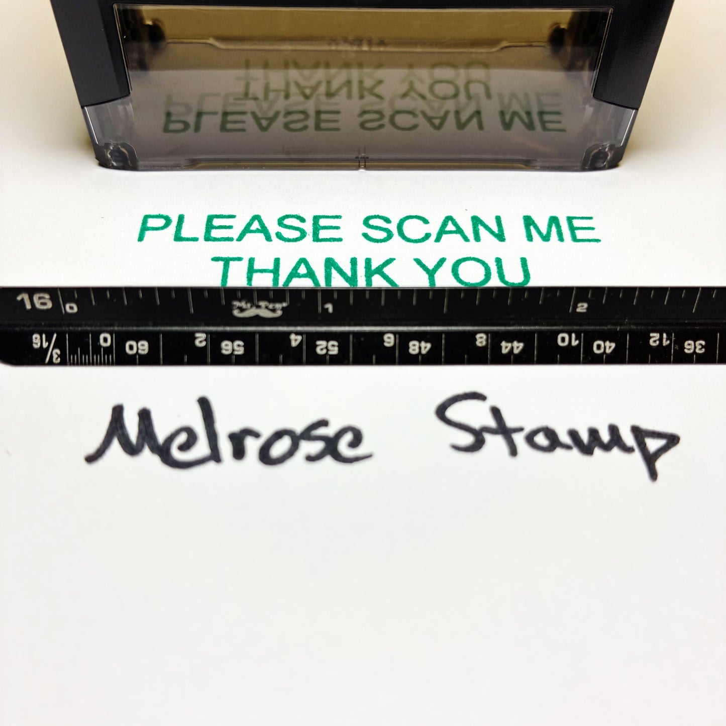 Please Scan Me Thank You Rubber Stamp Green Ink Self Inking Ideal 4913