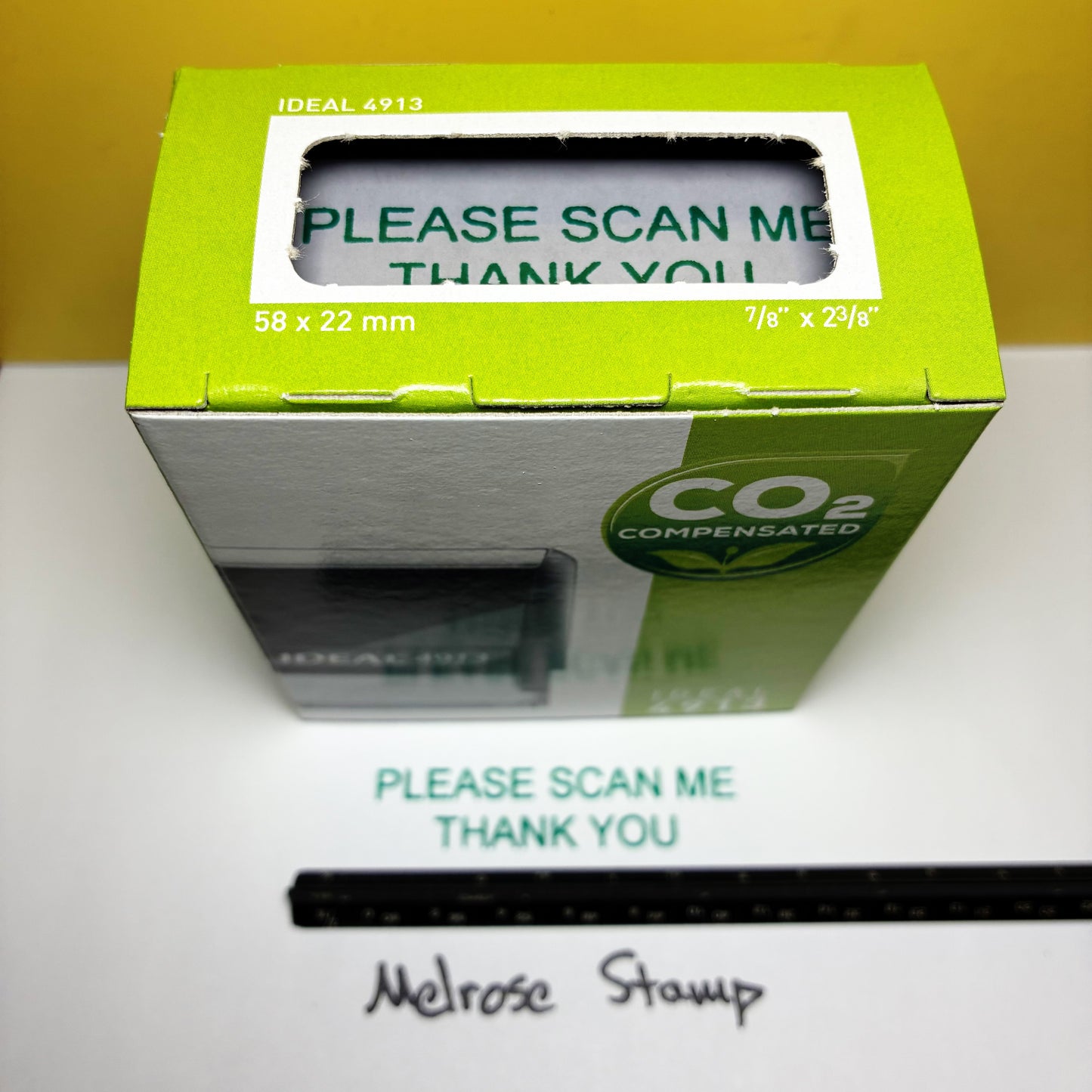 Please Scan Me Thank You Rubber Stamp Green Ink Self Inking Ideal 4913