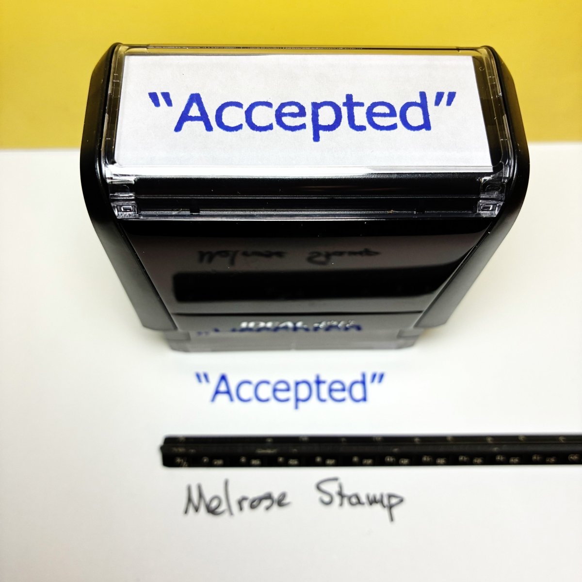 Accepted In Quotes Rubber Stamp Blue Ink Self Inking Ideal 4913 (Copy) - Melrose Stamp Co