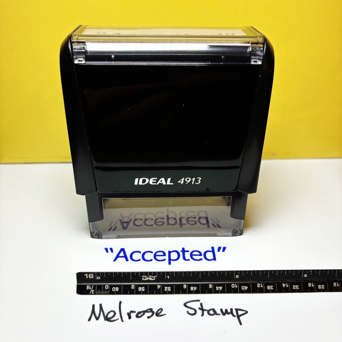 Accepted In Quotes Rubber Stamp Blue Ink Self Inking Ideal 4913 (Copy) - Melrose Stamp Co